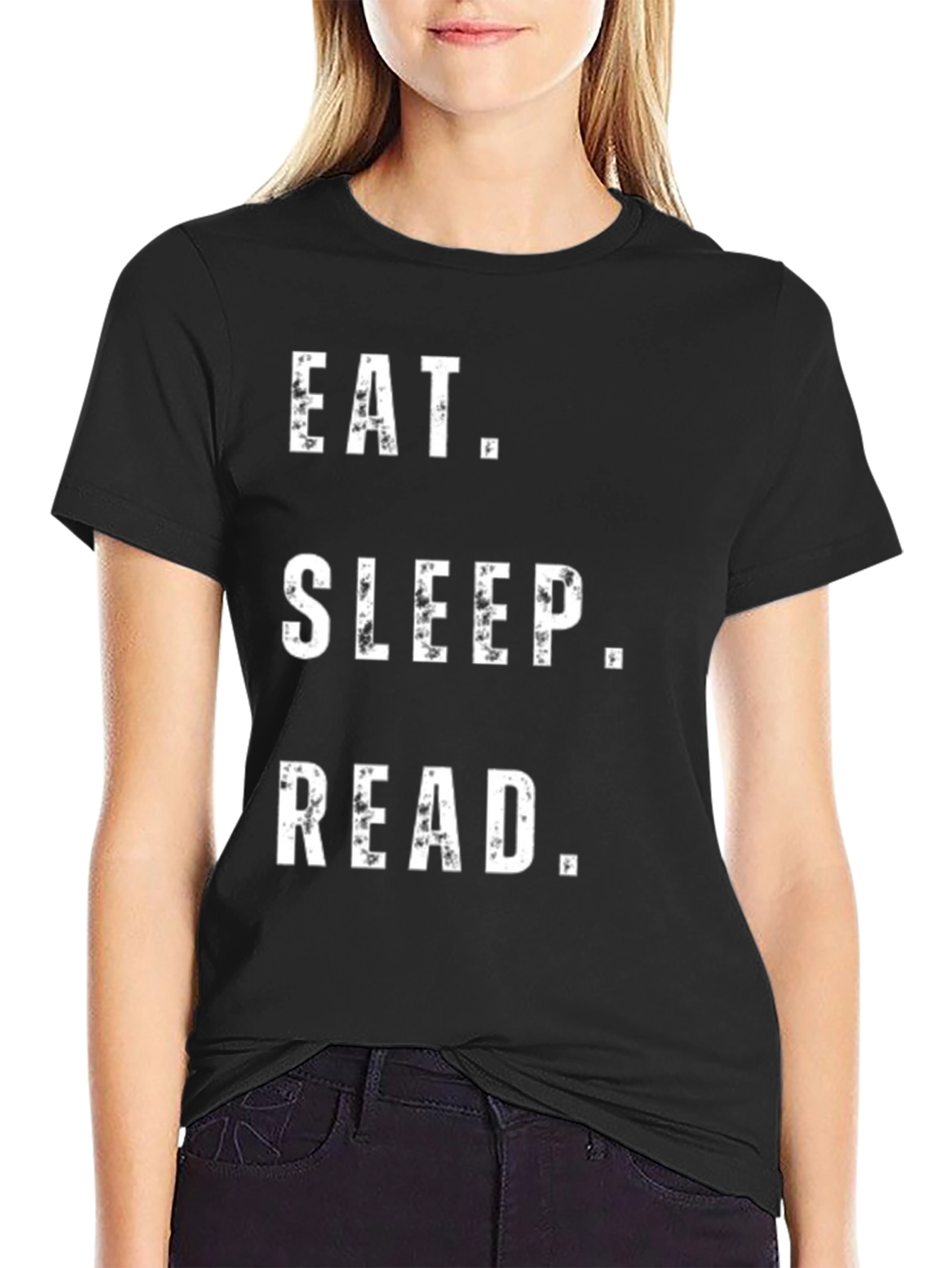Black Eat Sleep Read T-Shirt - Book Lover Tee view 2