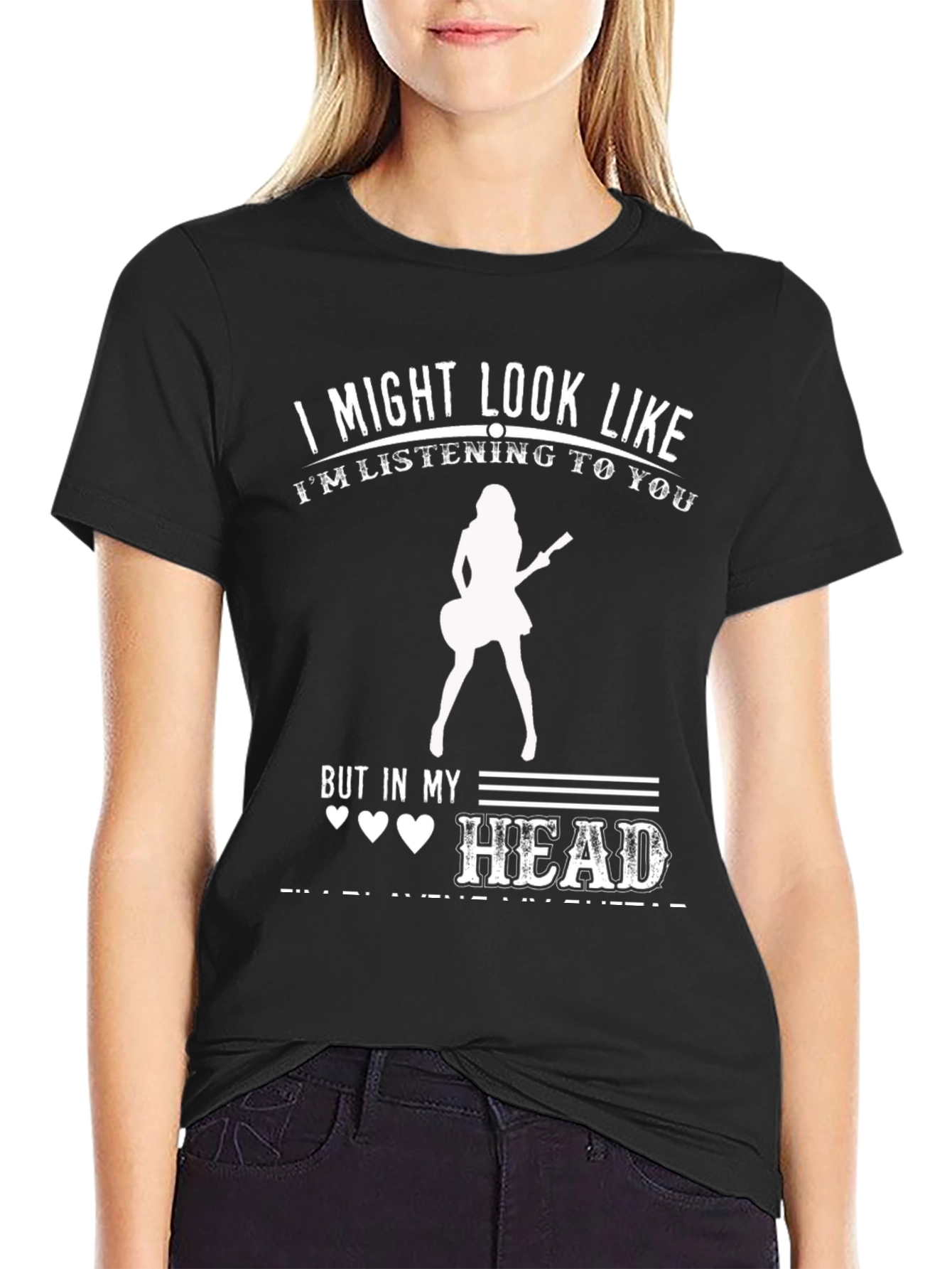 Black I Might Look Like I'm Listening Graphic T-Shirt view 2