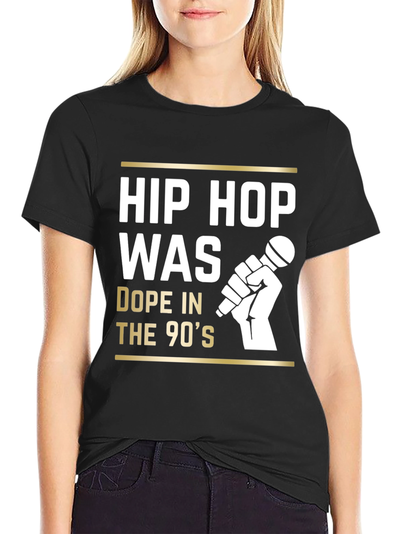 Black Hip Hop 90s Graphic Tee - Retro Style view 2