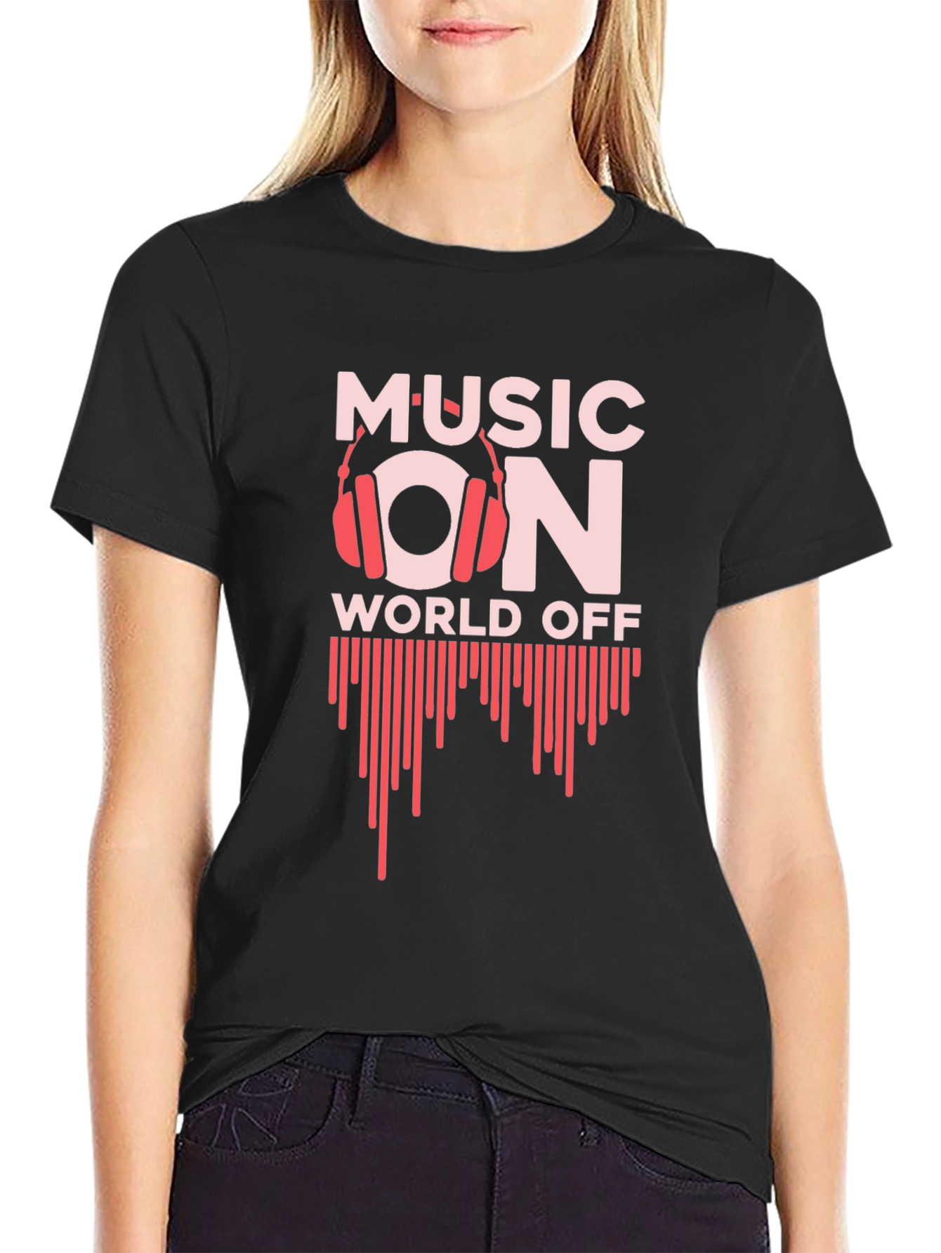 Black Music On World Off Graphic Tee view 2