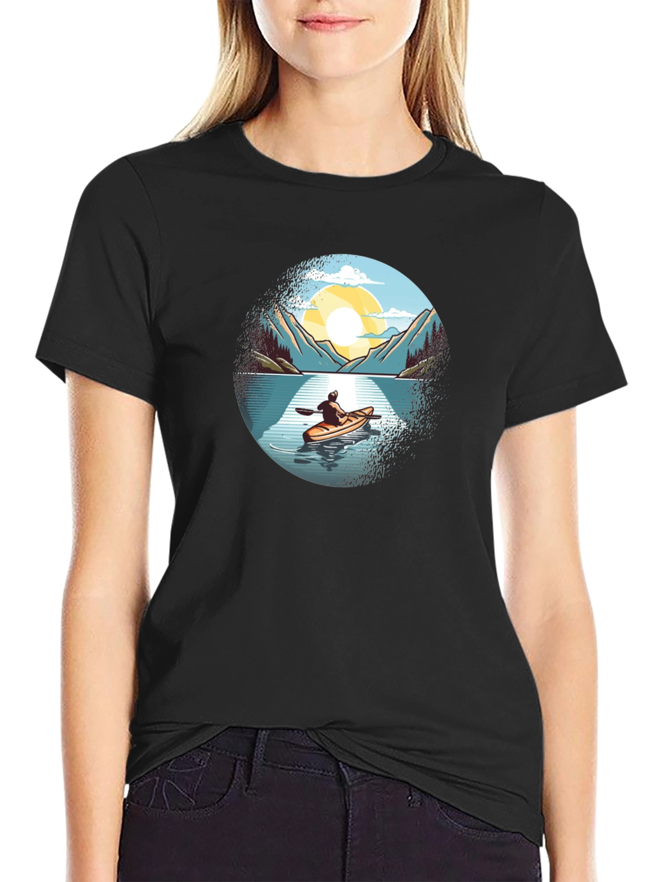 Black Kayaking Adventure Graphic Tee view 2