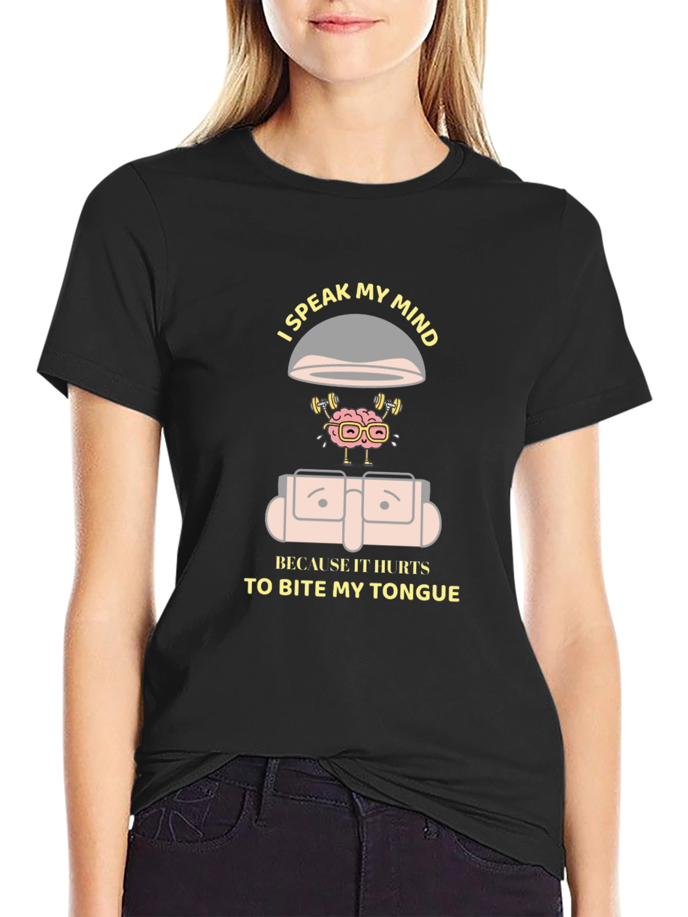 Black Speak My Mind Graphic Tee - Black Humor T-Shirt view 2
