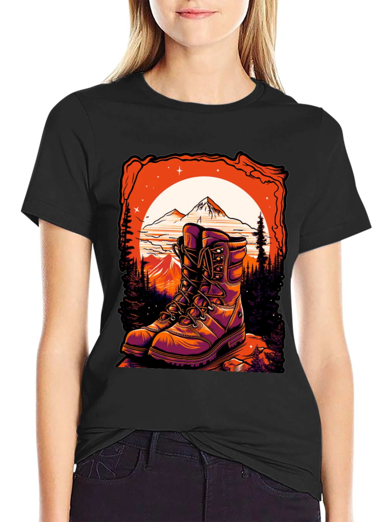 Black Hiking Boots Graphic Tee - Adventure Awaits! view 2