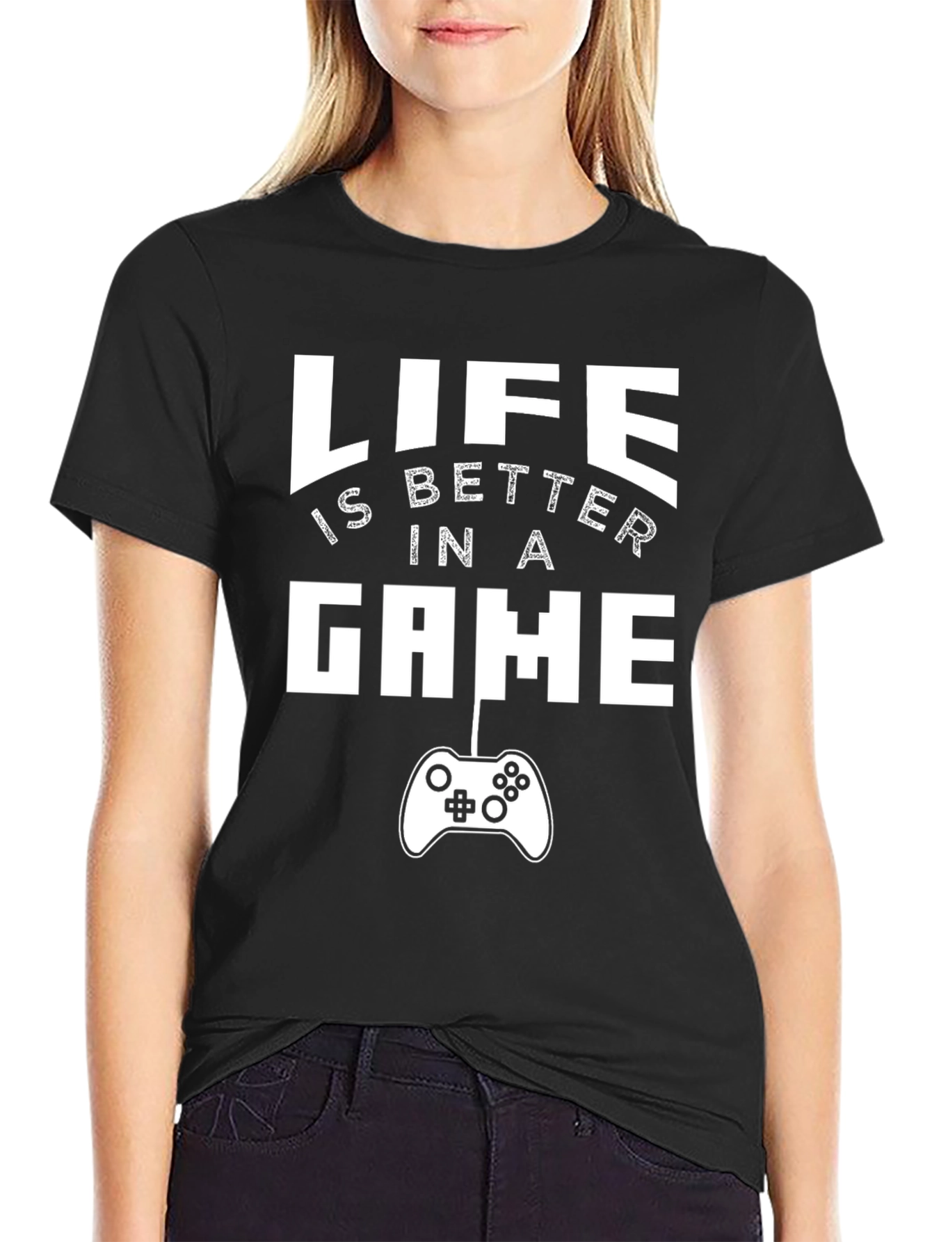 Black Life is Better in a Game Black Graphic Tee view 2