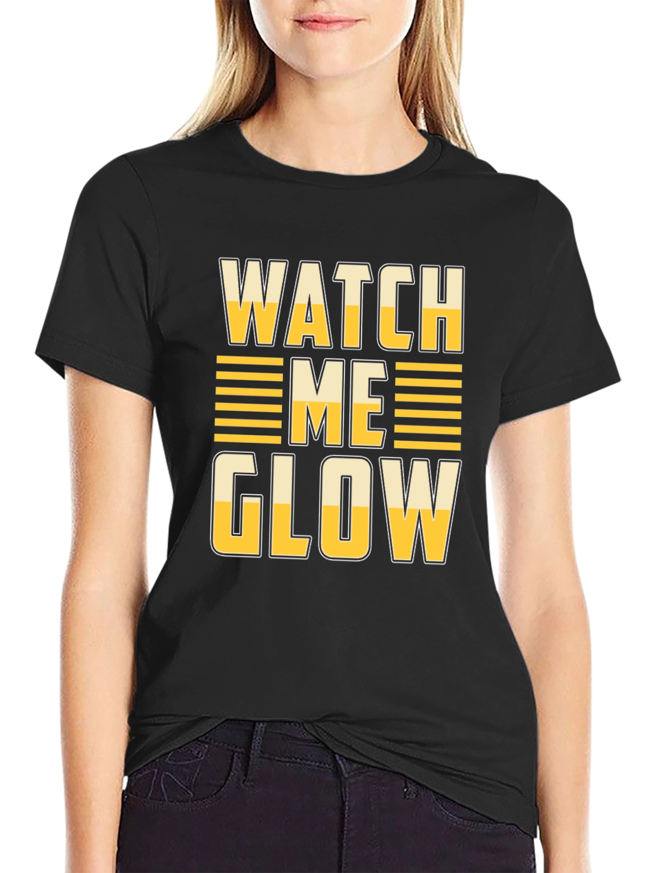 Black Watch Me Glow Graphic Tee - Stylish Unisex T-Shirt view 2