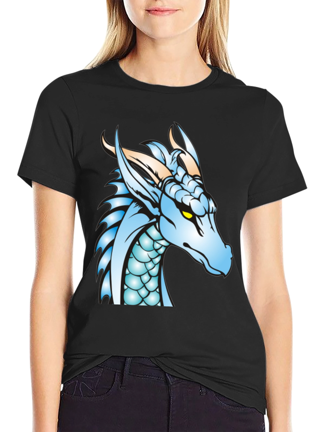 Black Dragon Graphic Tee - Black Cotton T-Shirt view 2