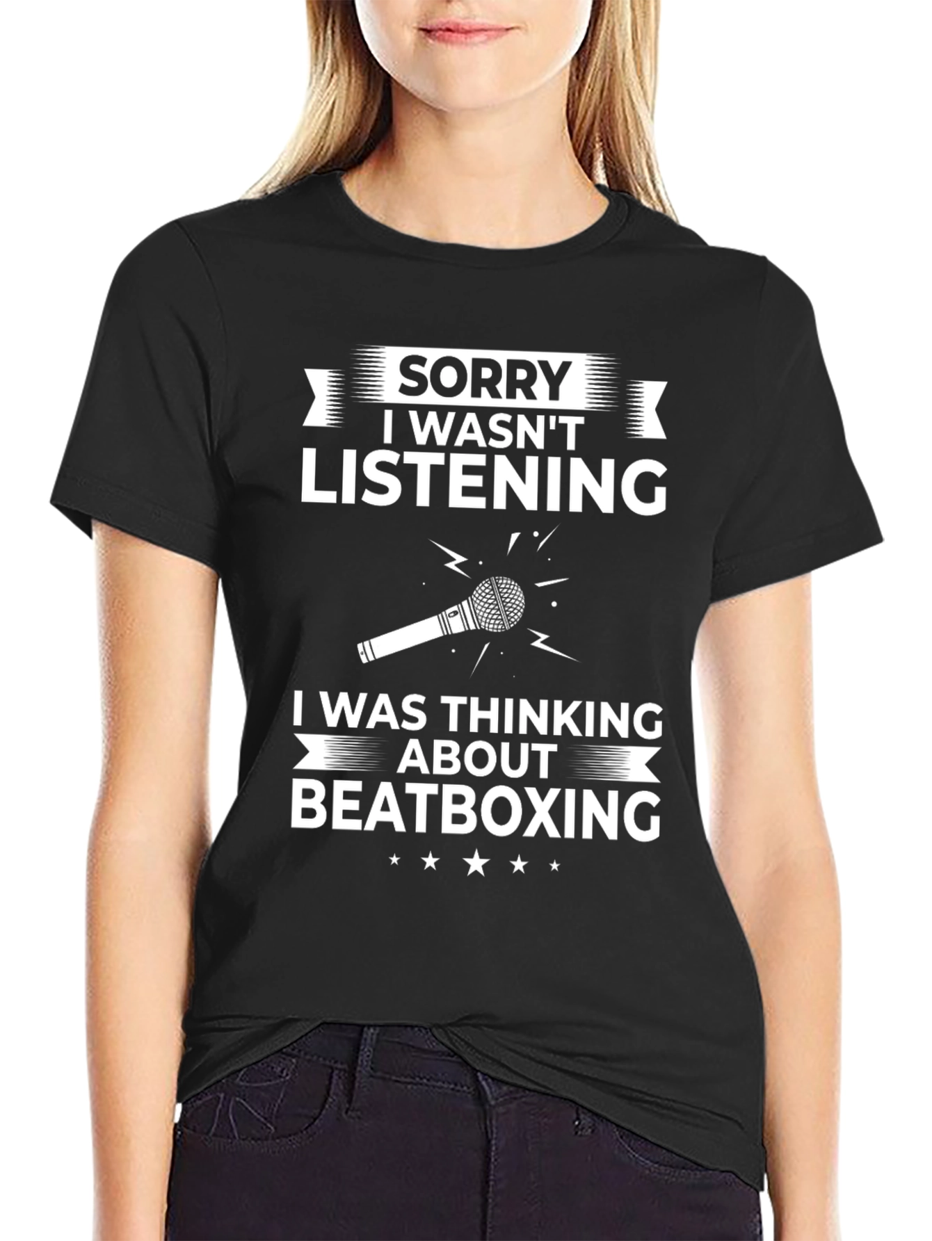 Black Beatboxing Graphic T-Shirt Funny Tee view 2