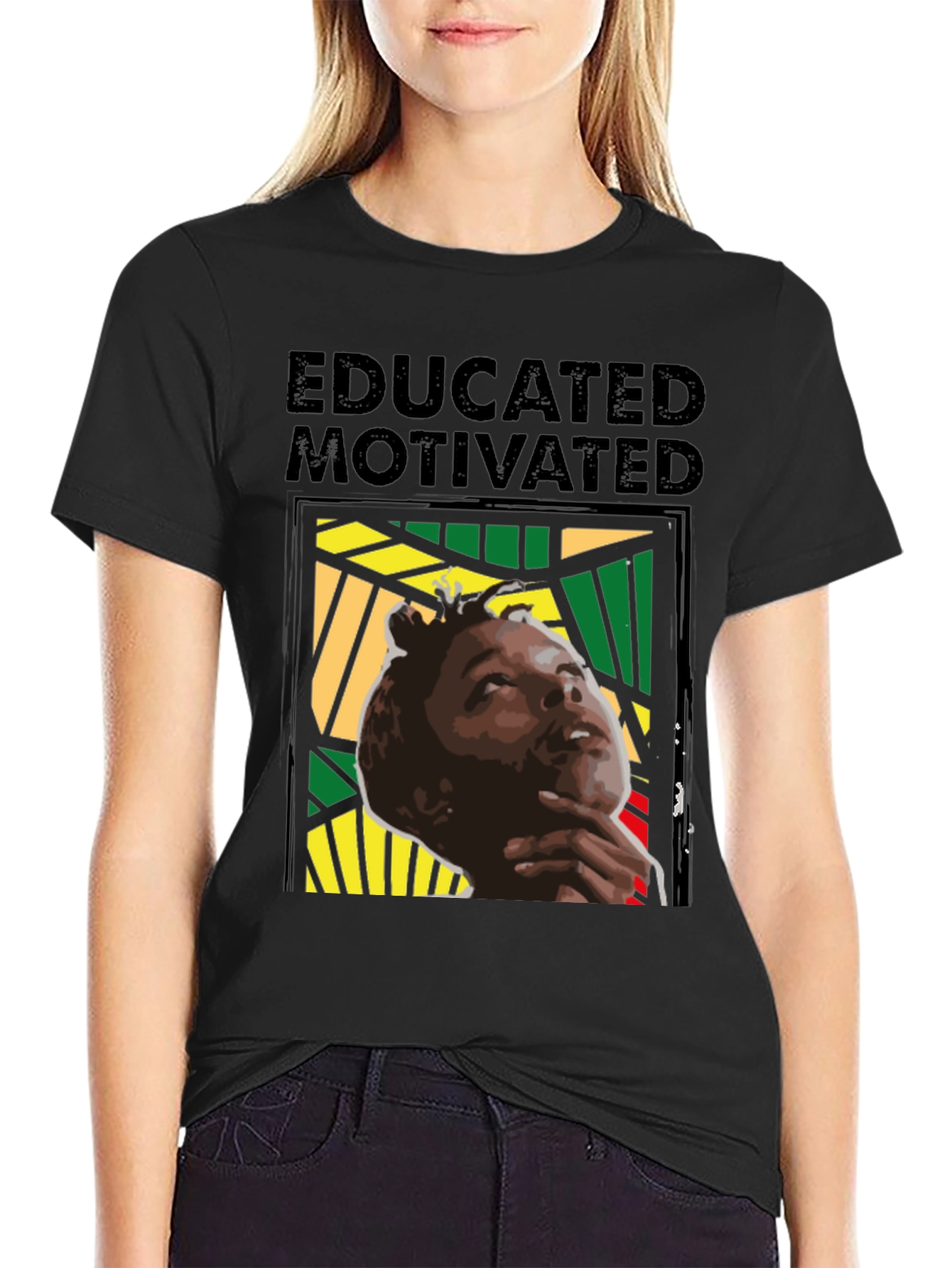 Black Educated & Motivated Graphic Tee view 2