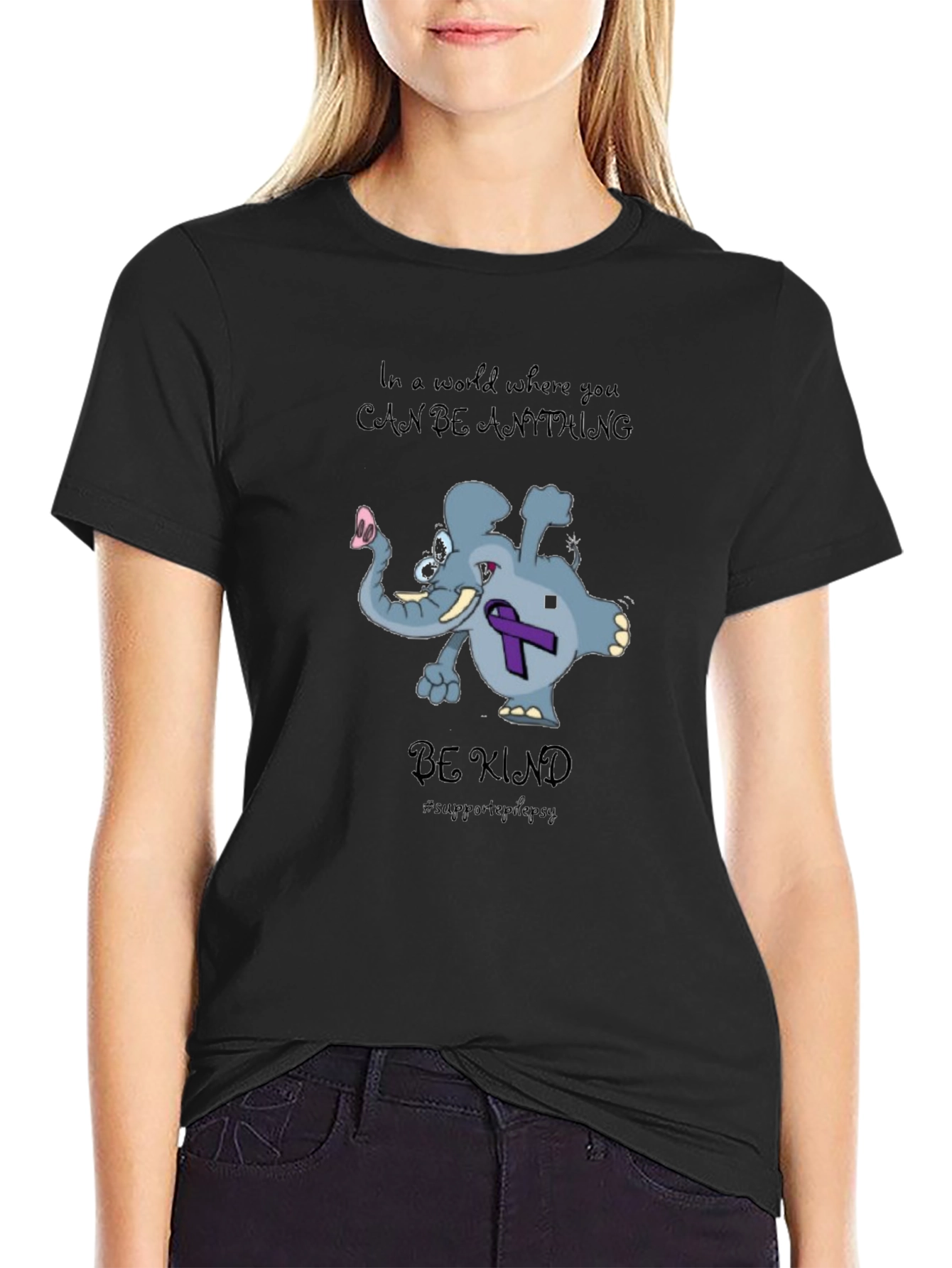 Black Be Kind Elephant T-Shirt view 2
