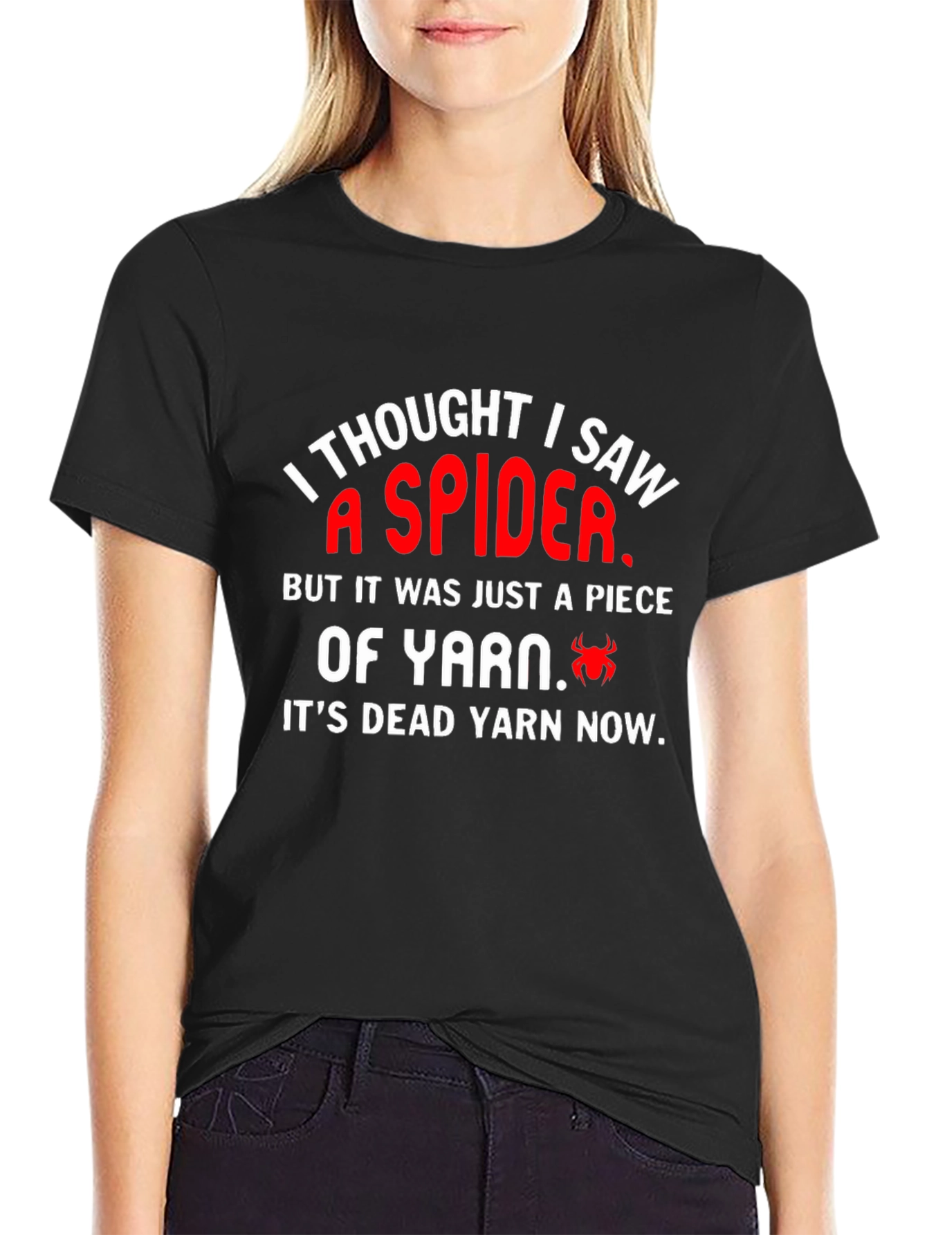 Black Funny Spider Yarn T-Shirt view 2