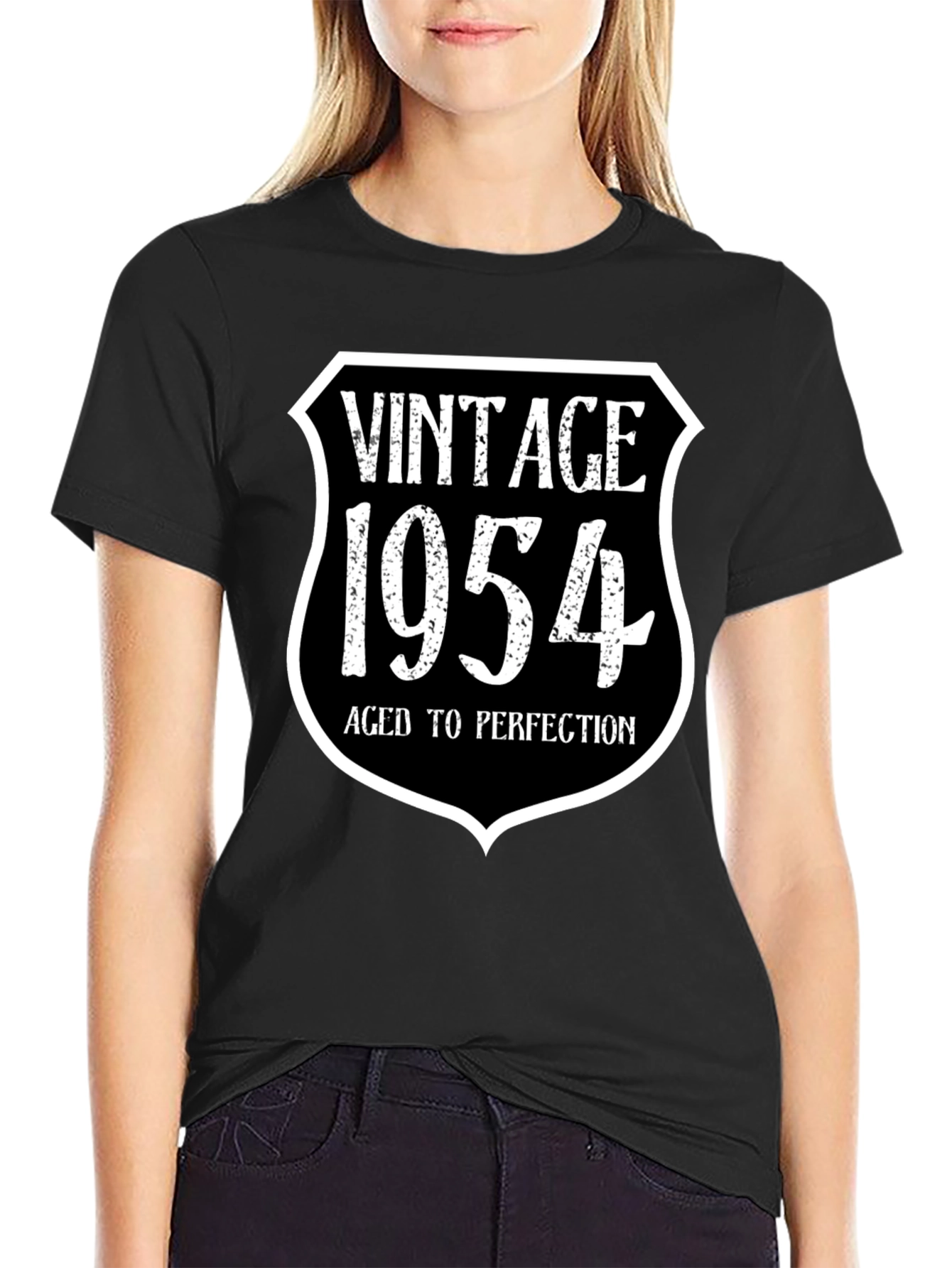 Black Vintage 1954 Aged To Perfection Black T-Shirt view 2
