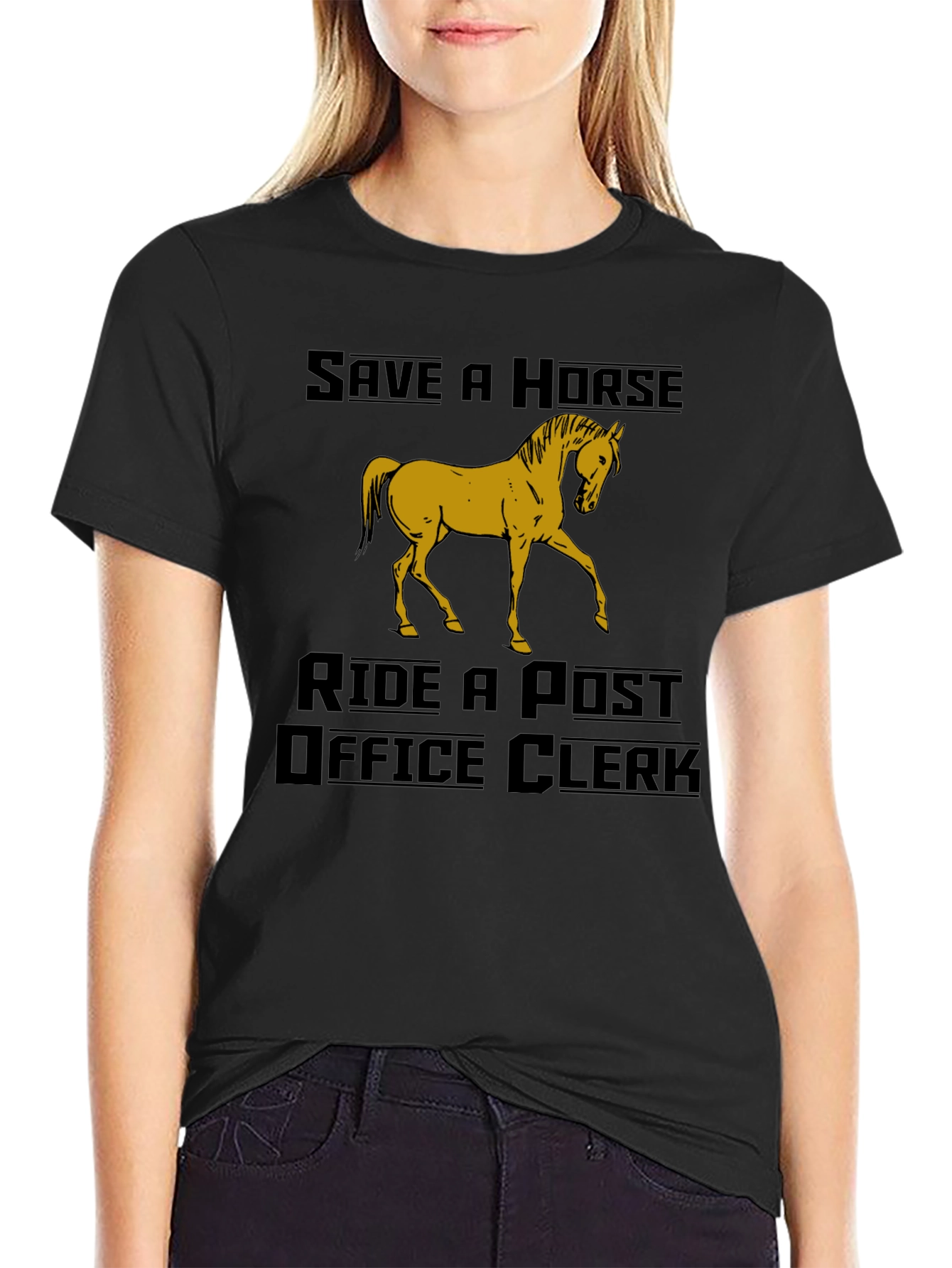 Black Save a Horse Ride a Post Office Clerk Graphic Tee view 2