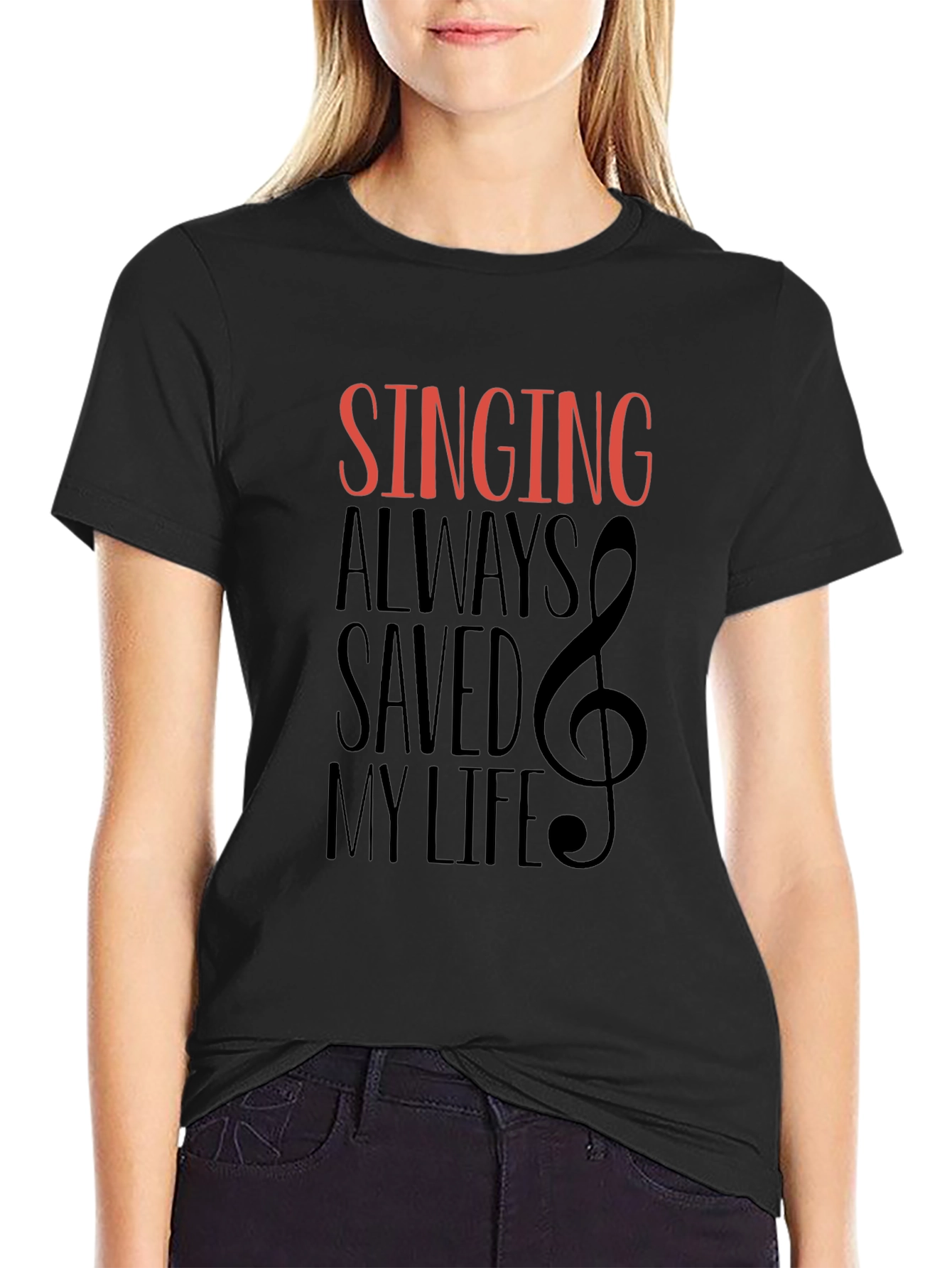Black Singing Saved My Life Graphic Tee - Music Lover T-Shirt view 2