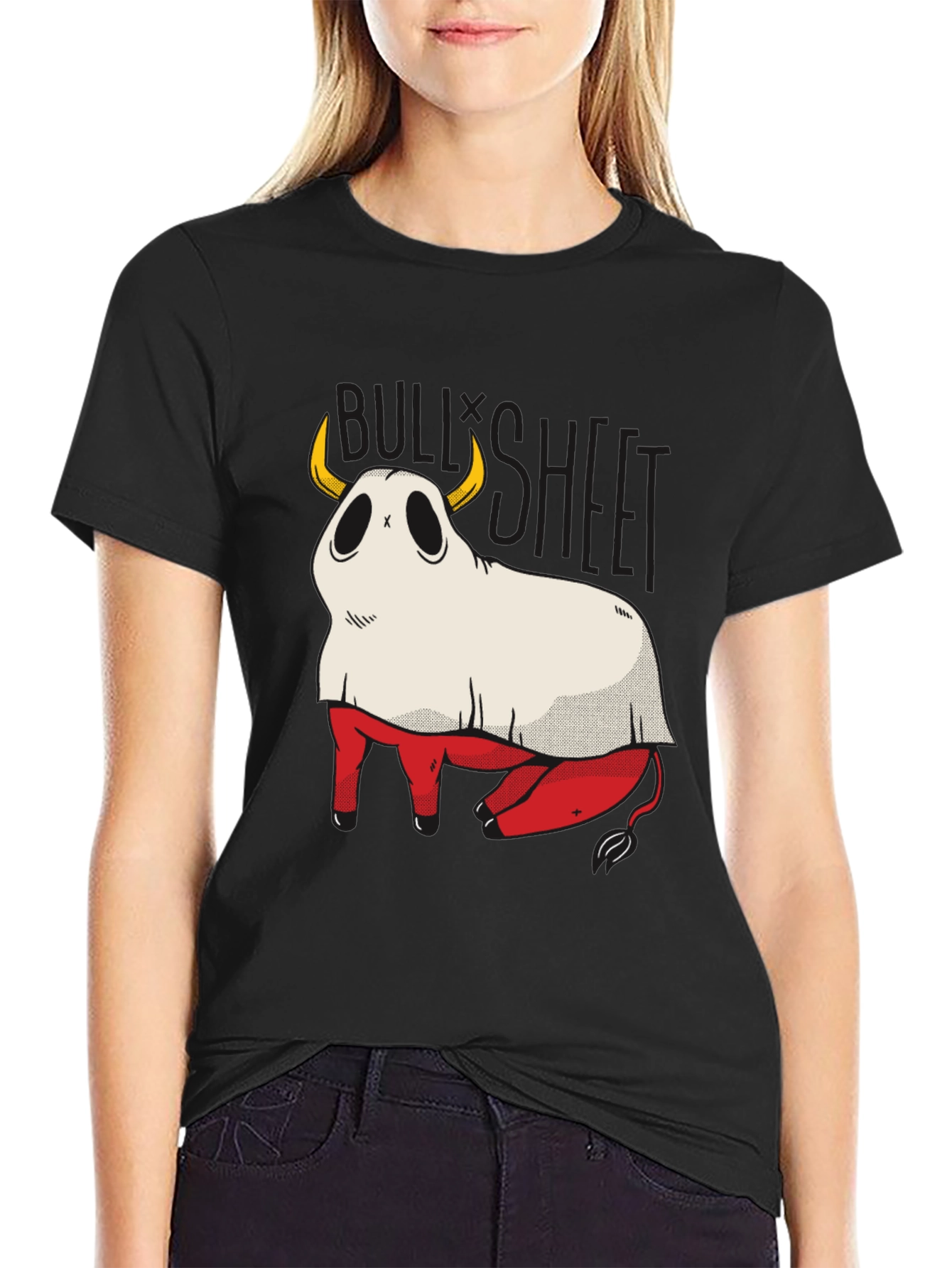 Black Bull Sheet Funny Ghost T-Shirt view 2
