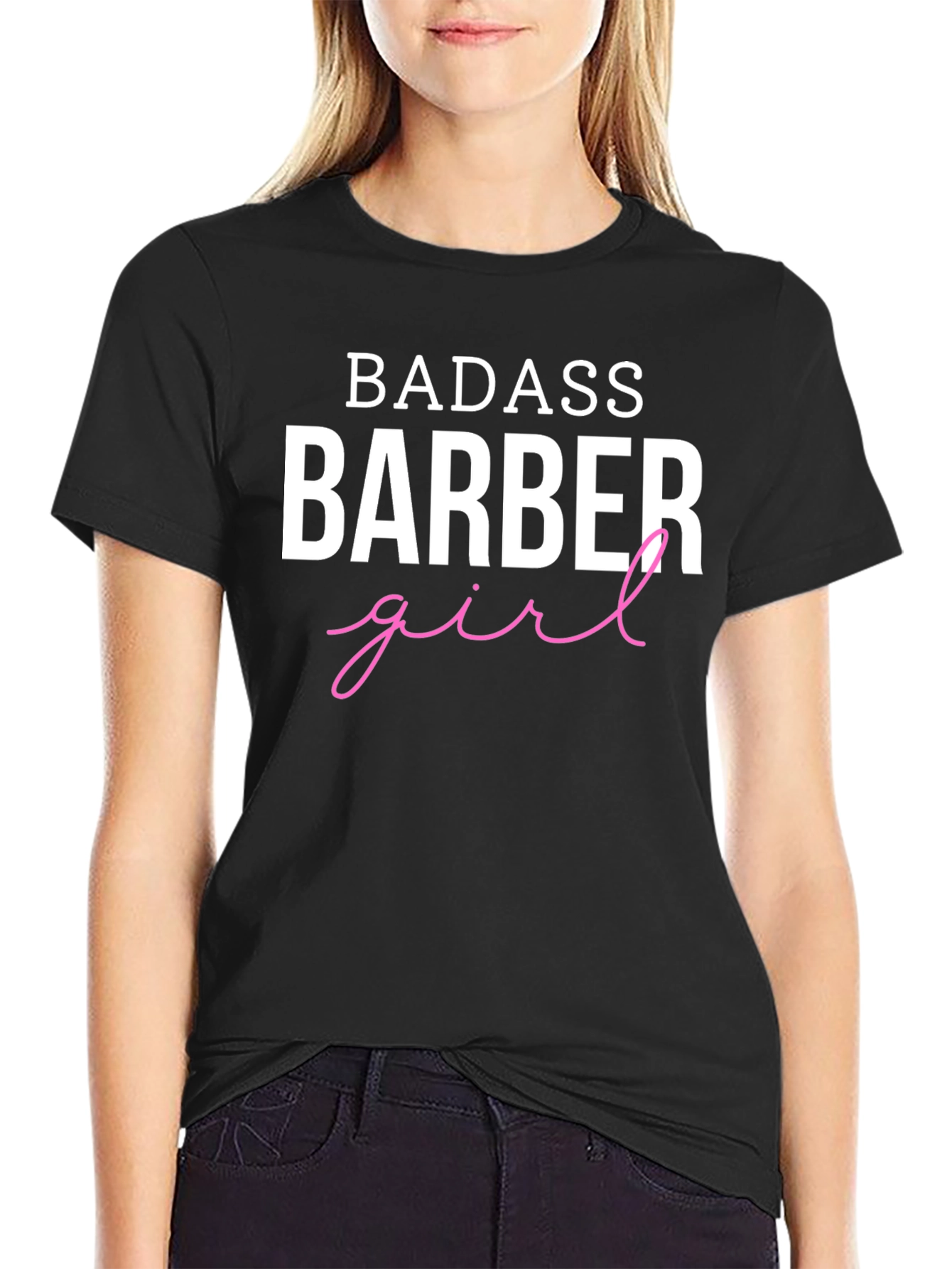 Black Badass Barber Girl Graphic Tee view 2