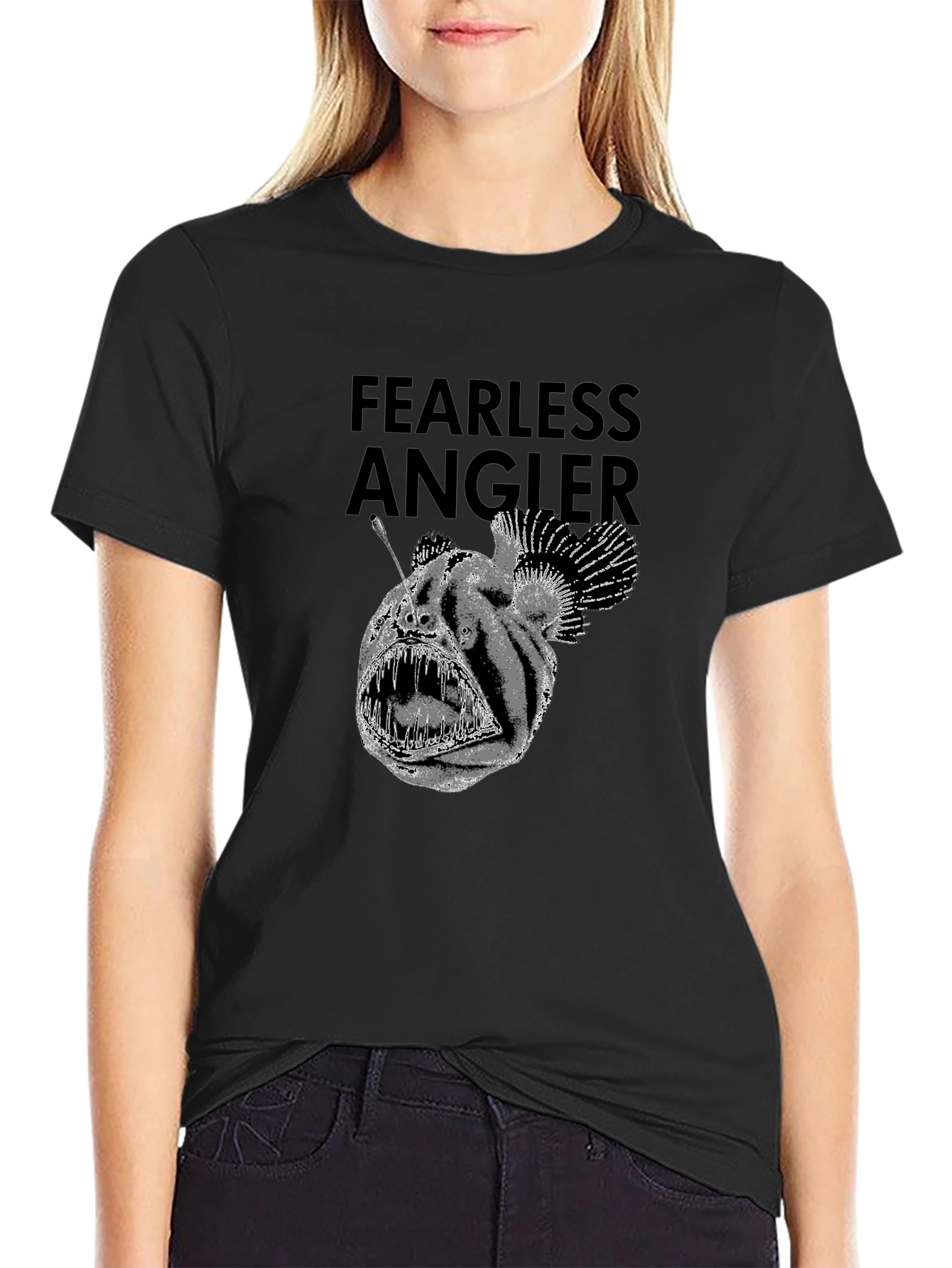 Black Fearless Angler Black Graphic T-Shirt view 2