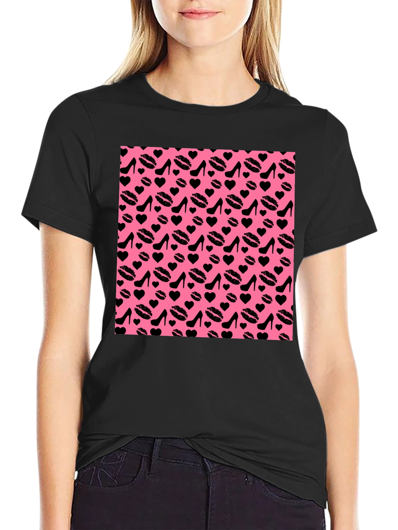 Black Fun Patterned T-Shirt view 2