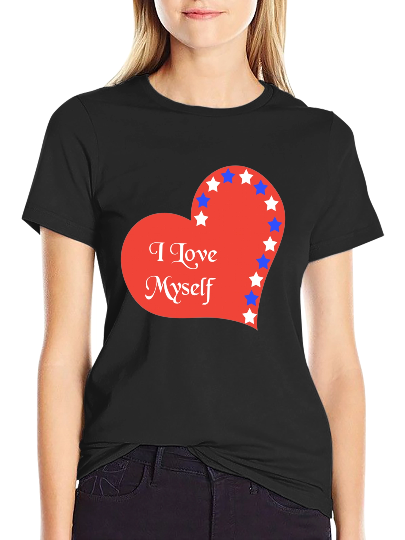 Black I Love Myself Heart Graphic Tee view 2