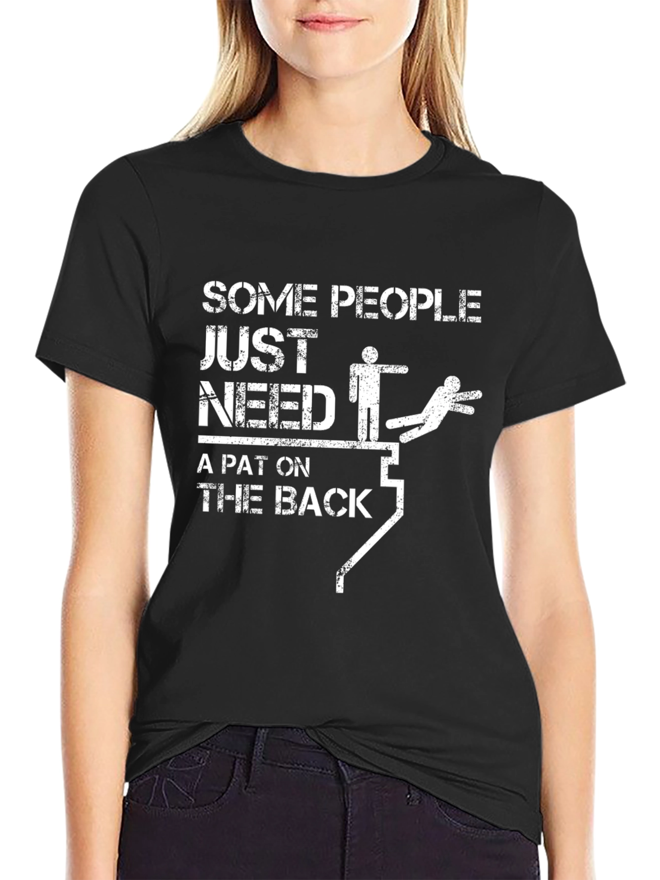 Black Sarcastic "Pat on the Back" Graphic Tee view 2