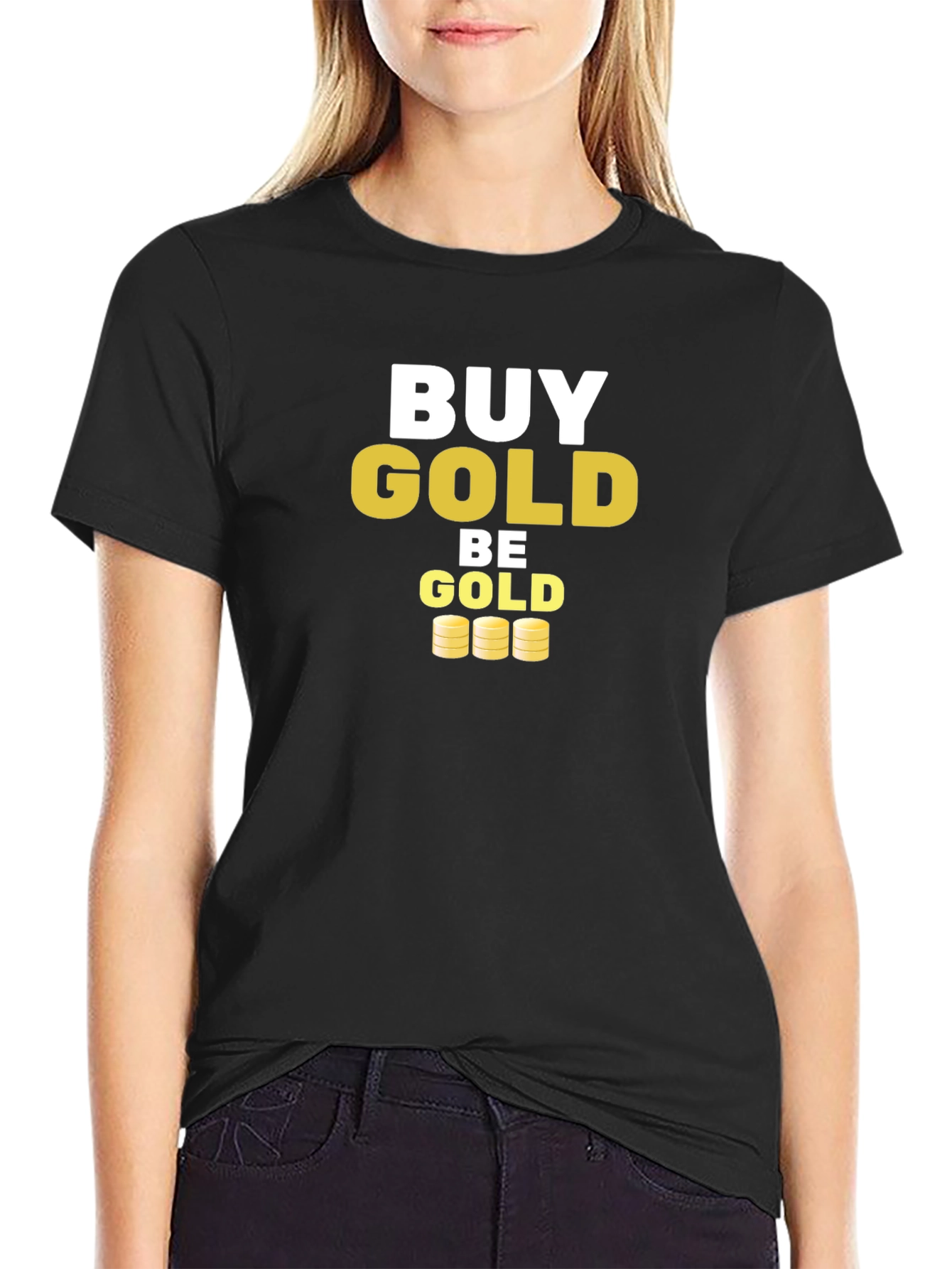 Black Buy Gold Be Gold Graphic Tee view 2