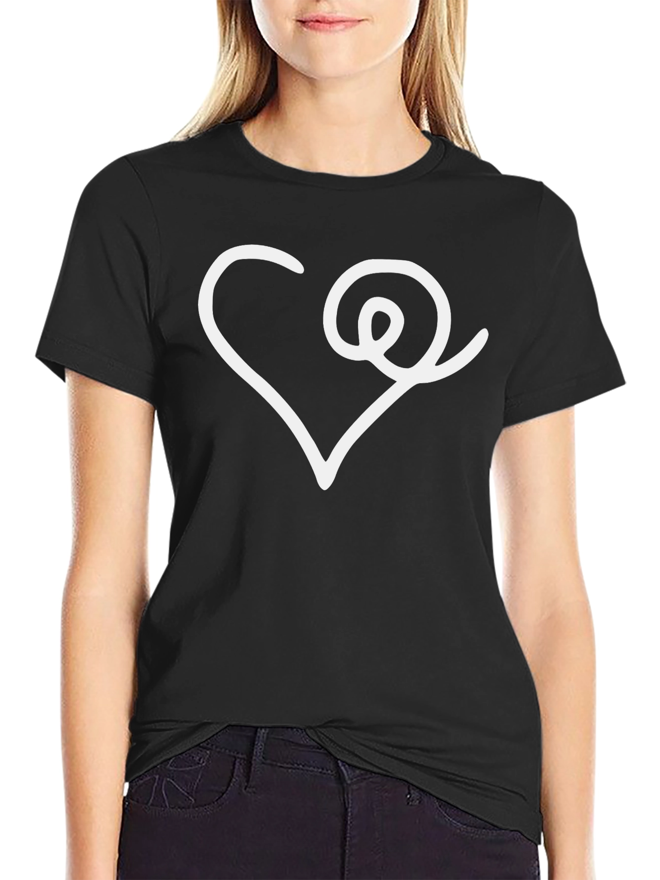 Black Heart Swirl Graphic Tee - Modern Design view 2