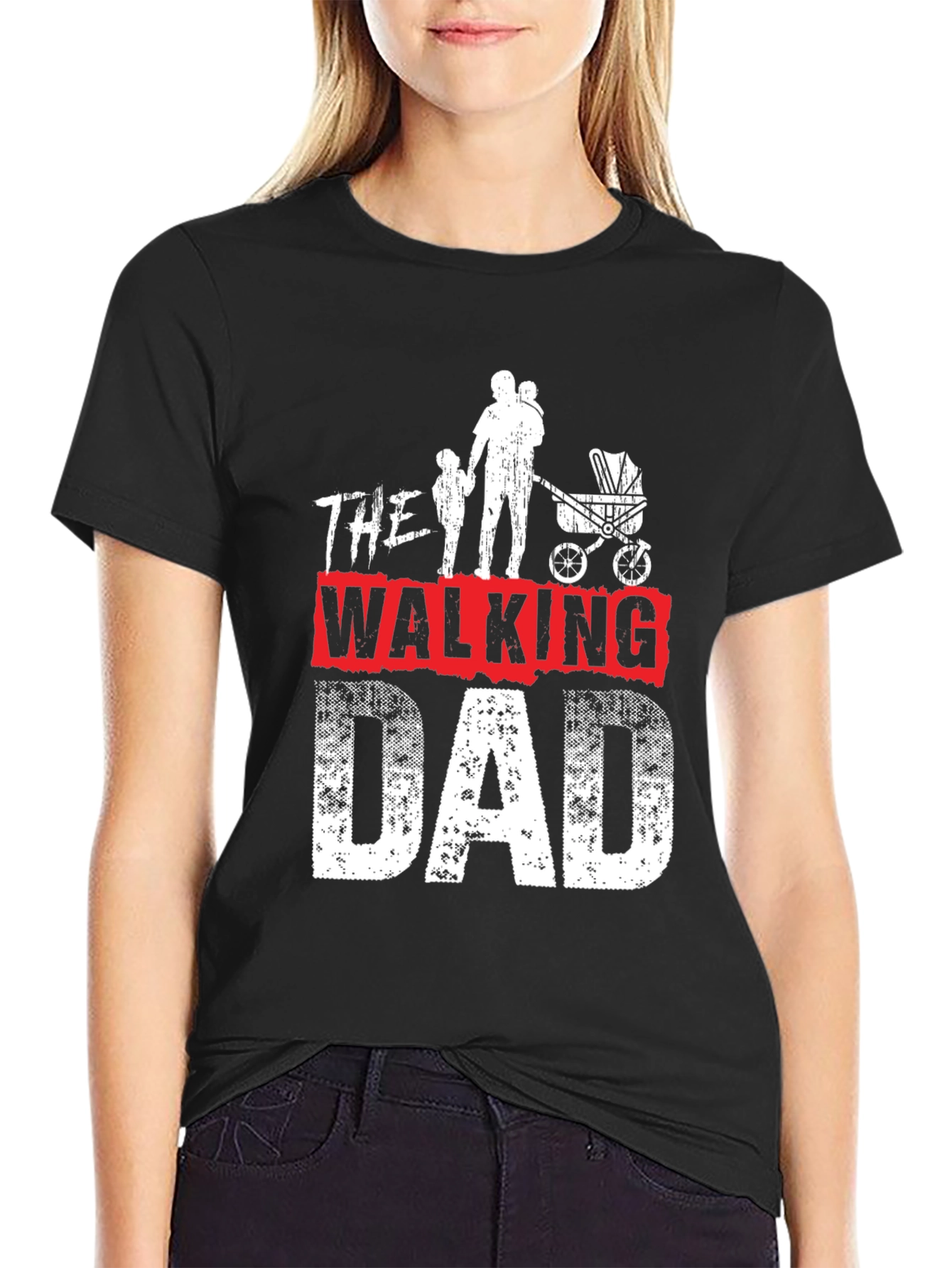 Black The Walking Dad Graphic T-Shirt - Father's Day Gift view 2