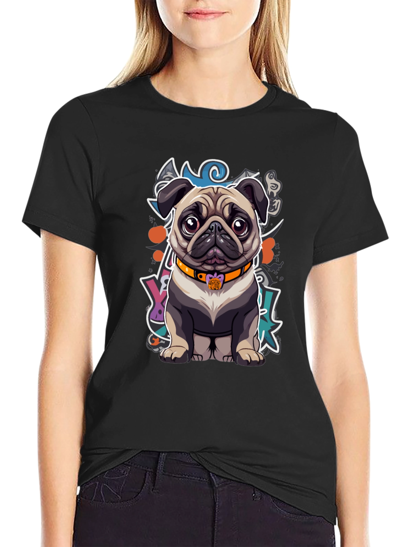 Black Pug Graphic T-Shirt view 2