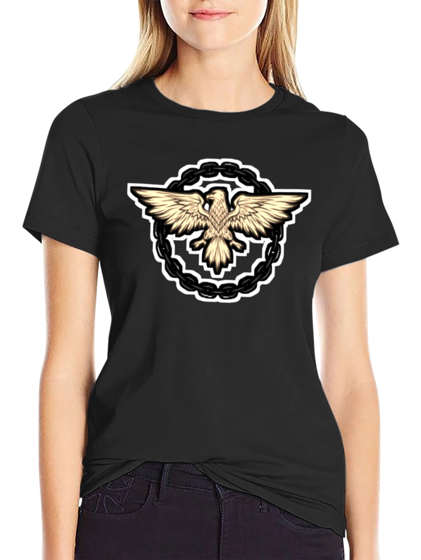 Black Eagle Chain Graphic T-Shirt - Black view 2