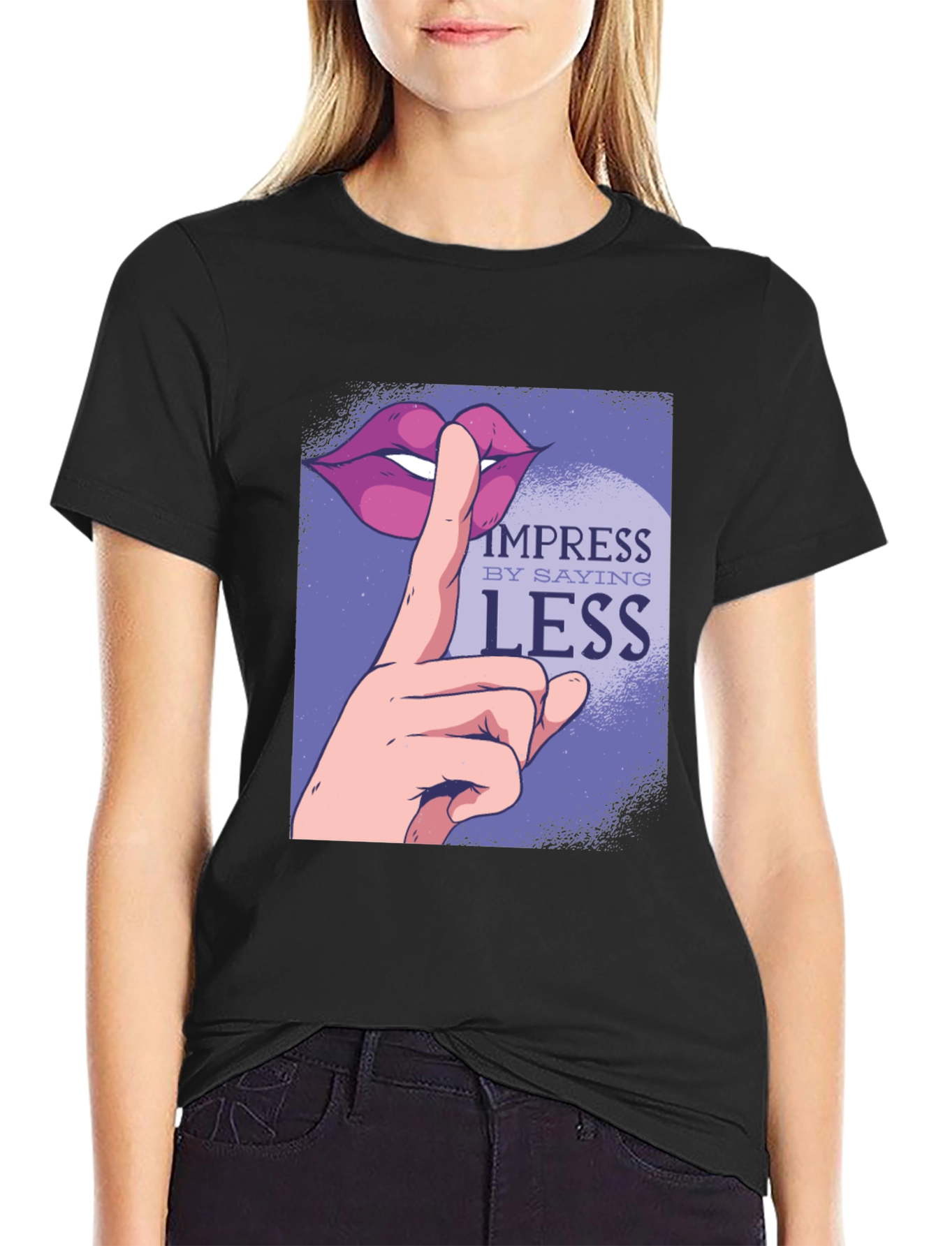 Black Impress By Saying Less Graphic Tee - Black view 2