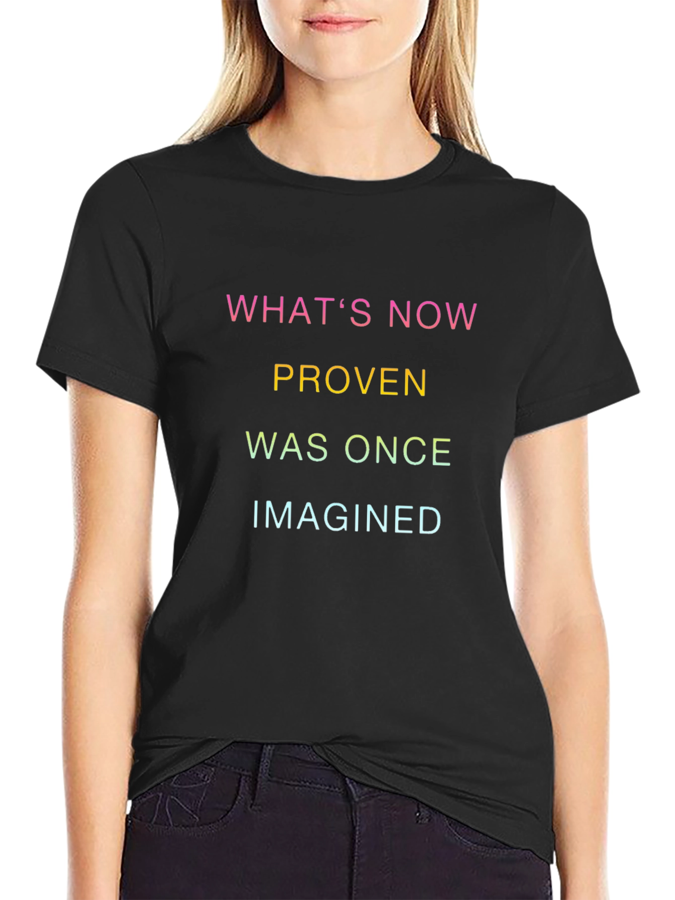 Black Inspirational Graphic Tee: "What's Now Proven" view 2