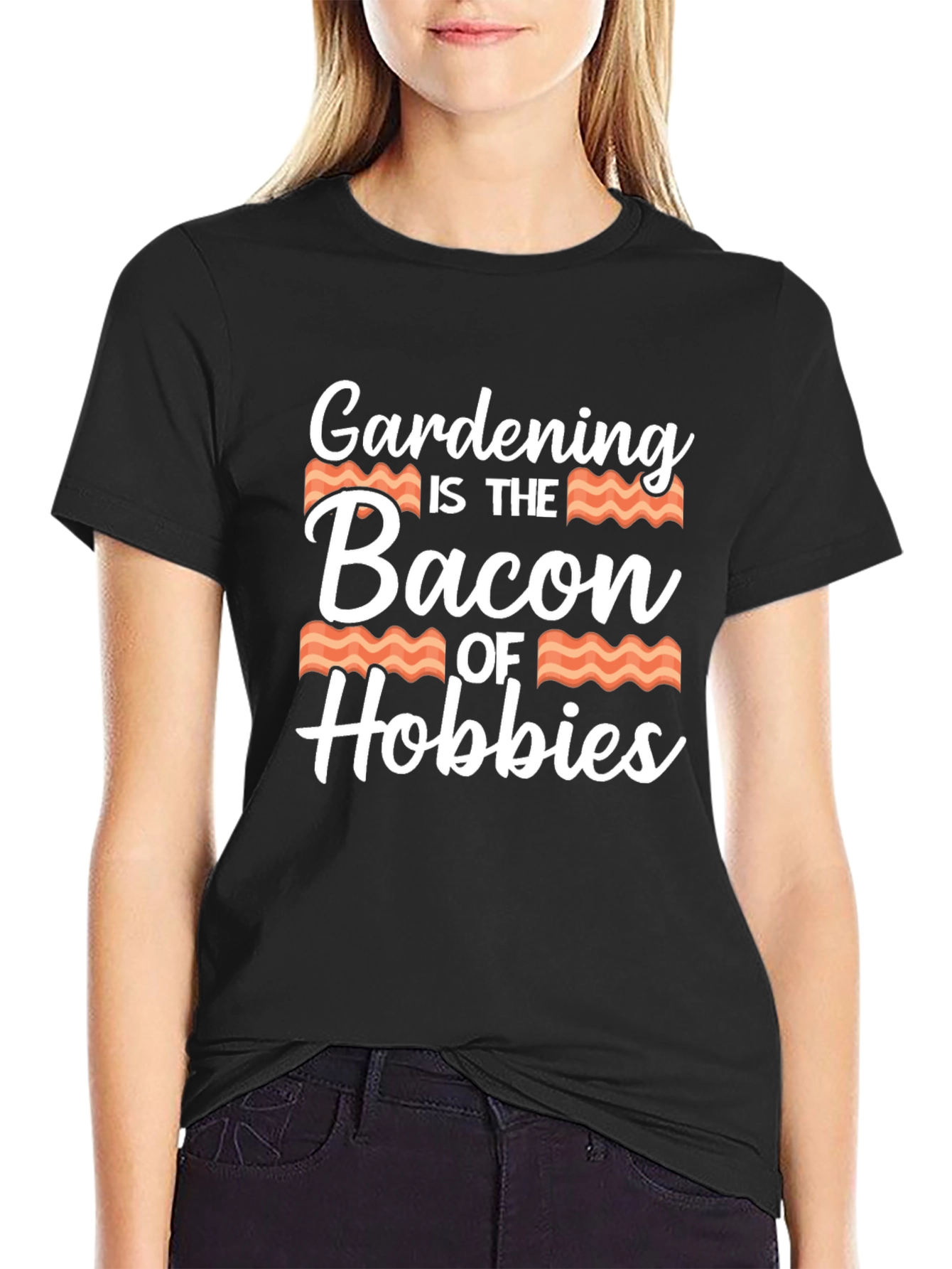 Black Gardening is the Bacon of Hobbies T-Shirt view 2