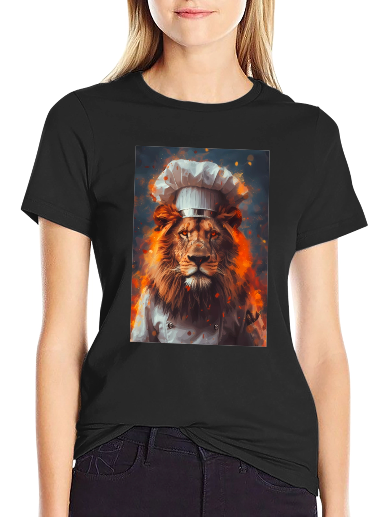 Black Chef Lion Graphic Tee - Men's Black T-Shirt view 2