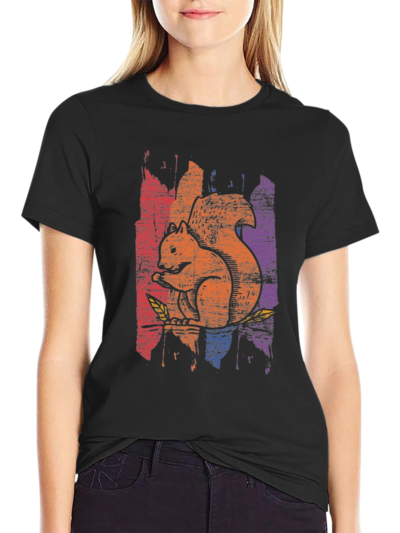 Black Squirrel Graphic Tee - Distressed Print view 2