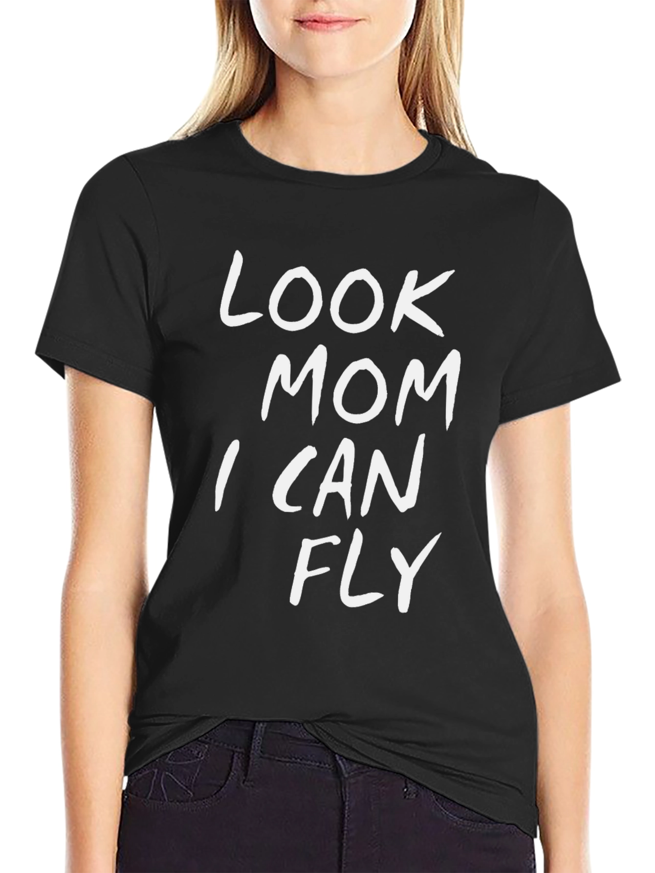 Black Look Mom I Can Fly T-Shirt view 2