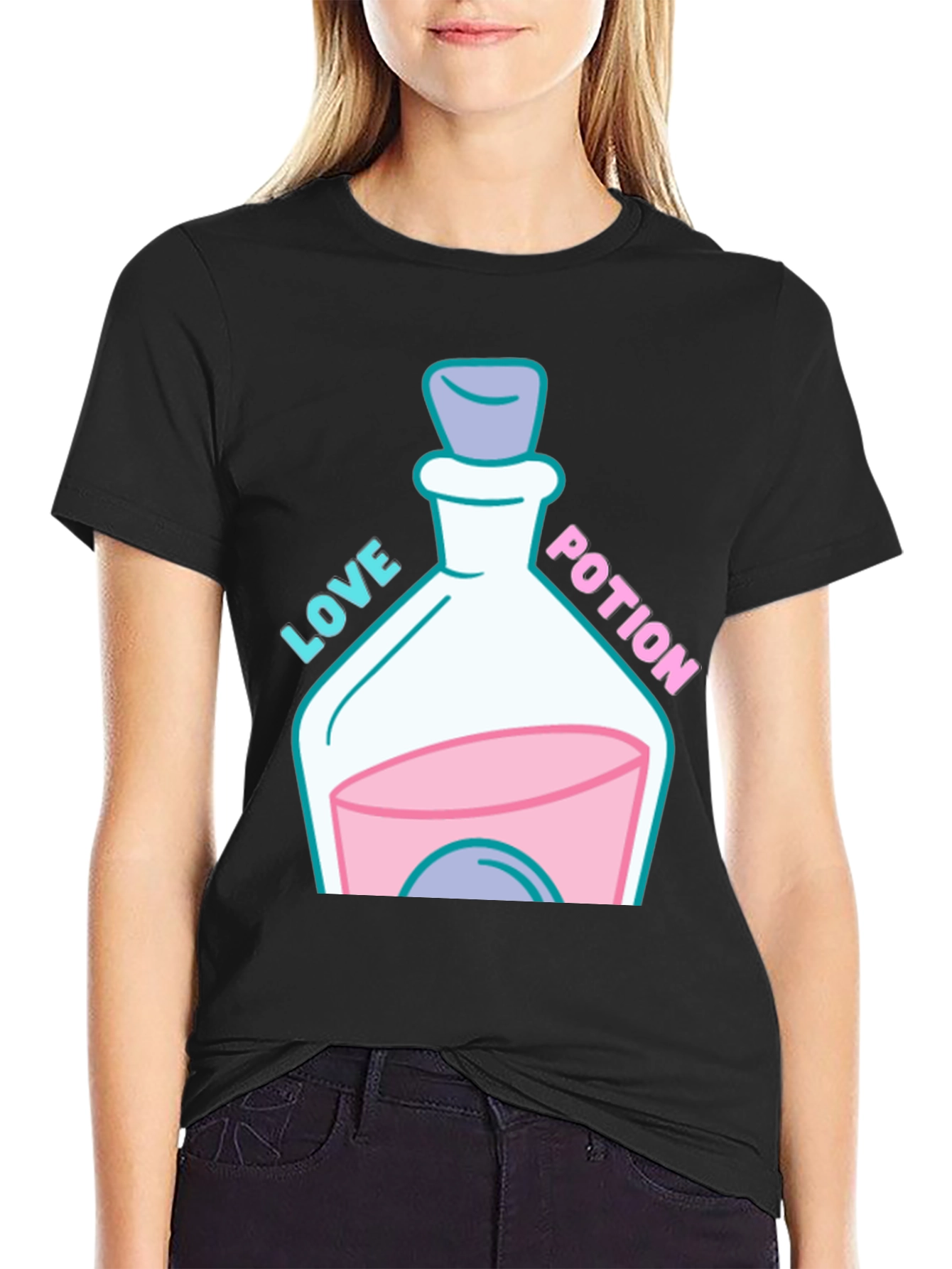 Black Love Potion Graphic T-Shirt - Quirky & Fun Design view 2