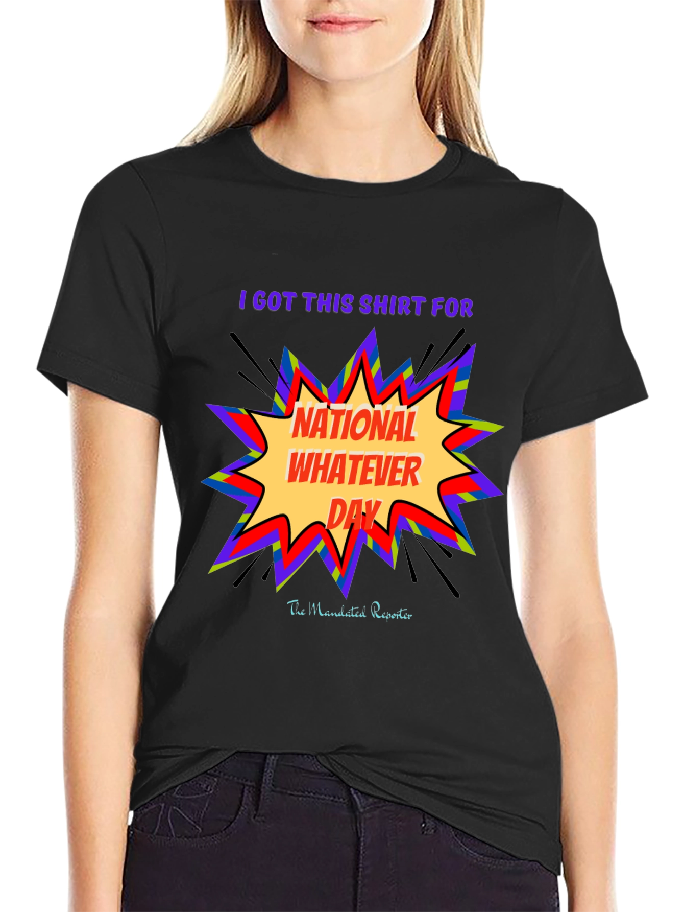 Black National Whatever Day T-Shirt: Fun Graphic Tee view 2