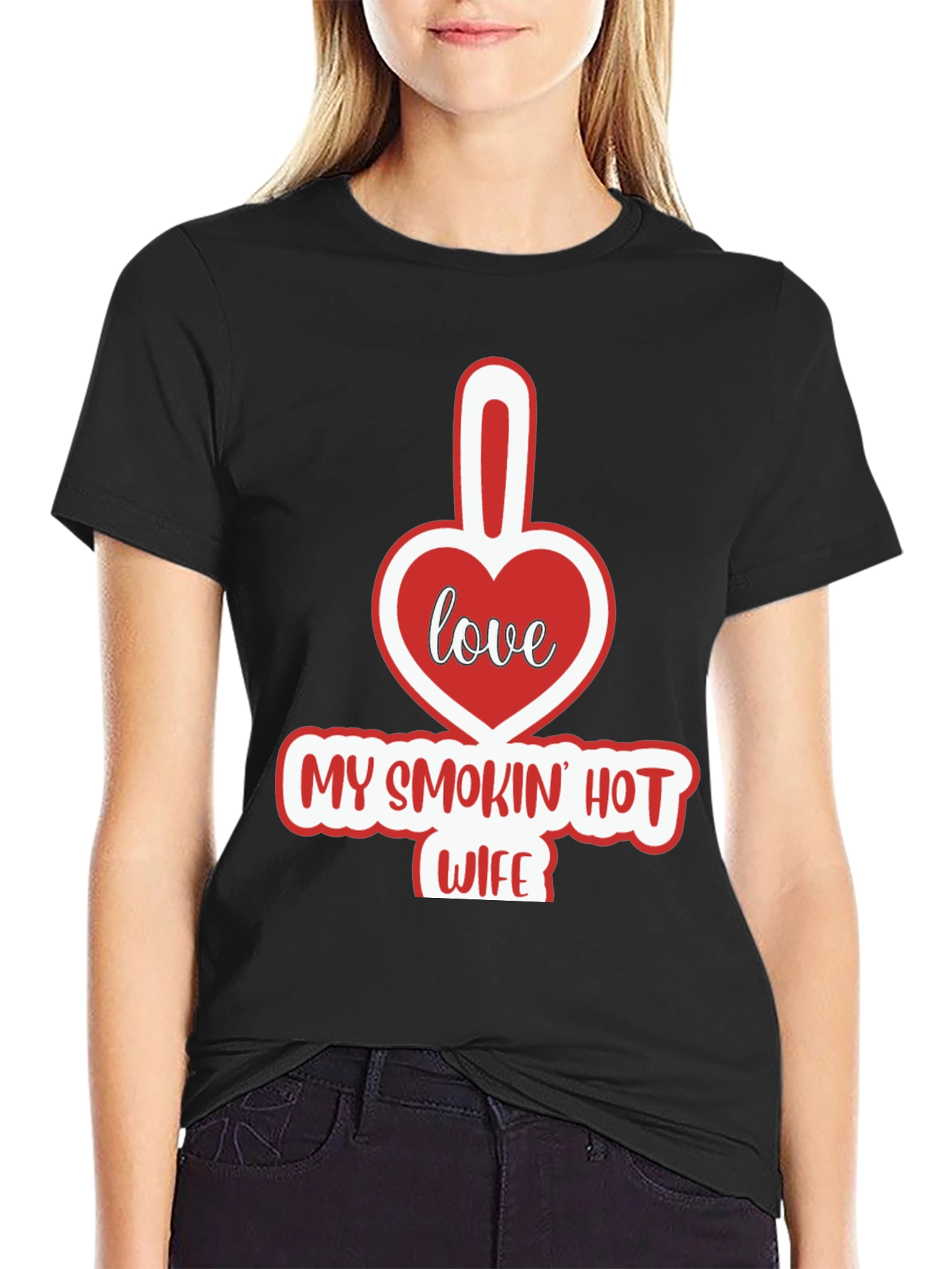 Black Funny "My Smokin' Hot Wife" Graphic T-Shirt view 2