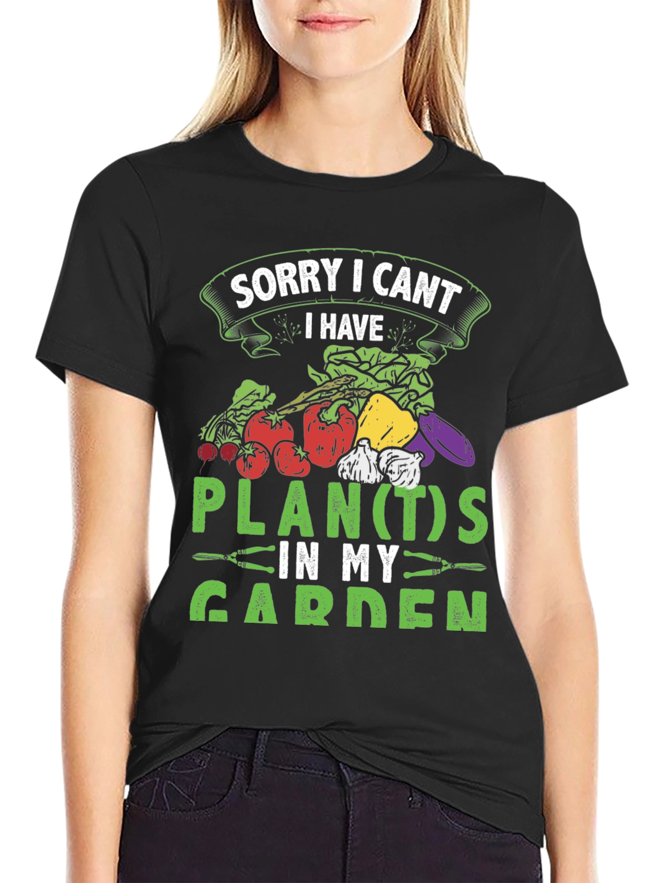 Black Funny Gardener T-Shirt - Plants in My Garden Tee view 2