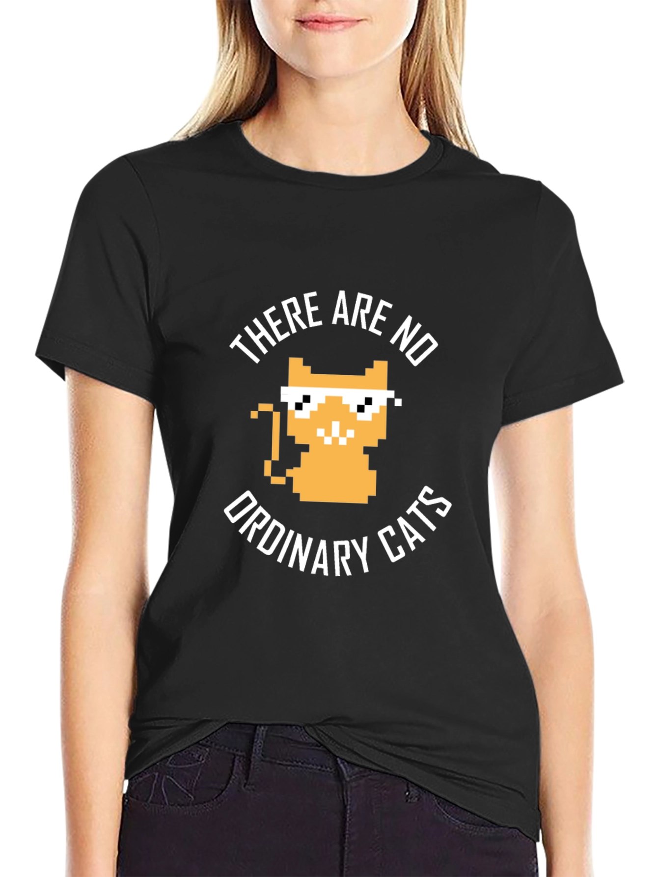 Black There are no ordinary cats t-shirt view 2