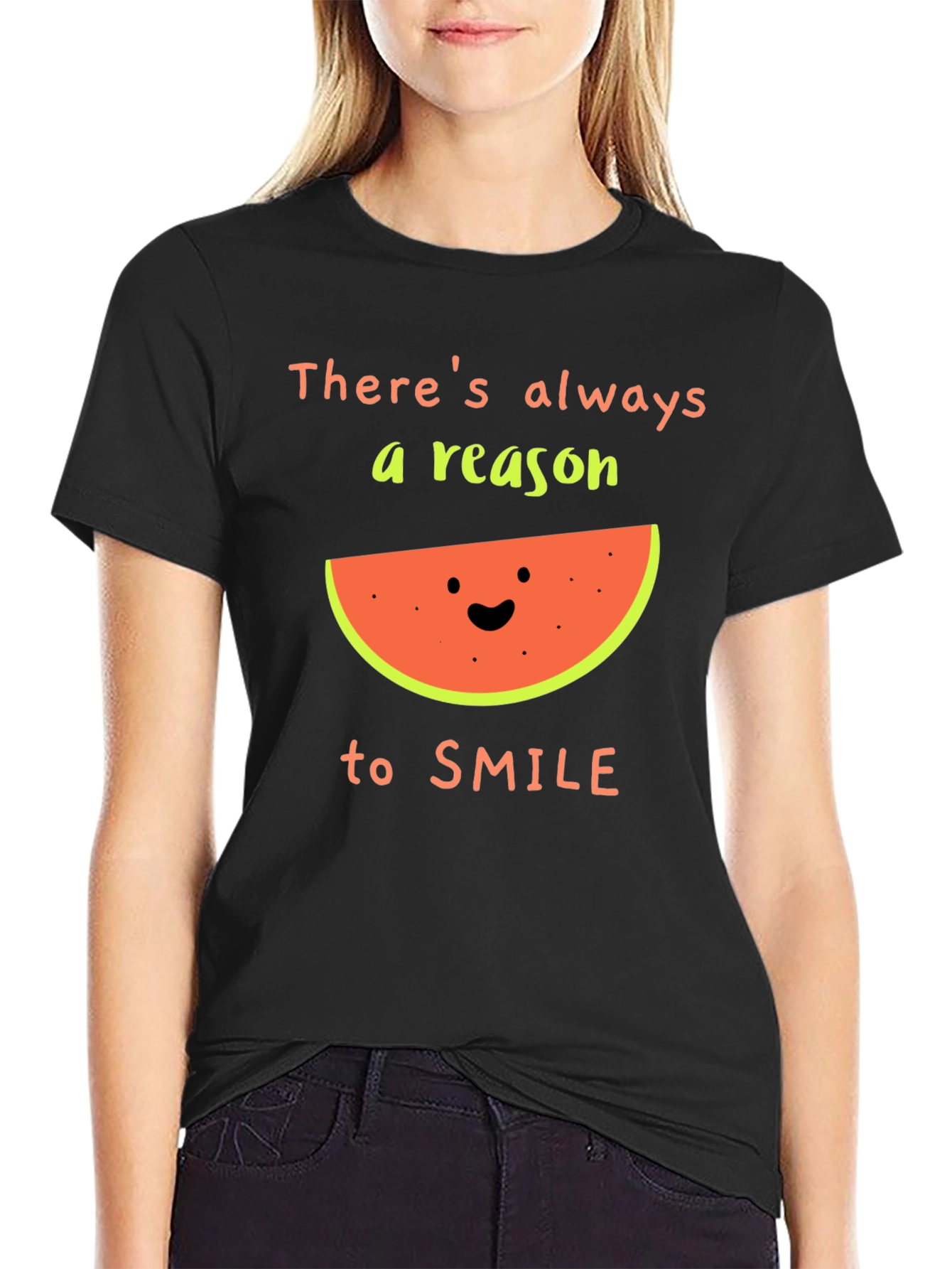 Black There's Always a Reason to Smile Graphic Tee view 2