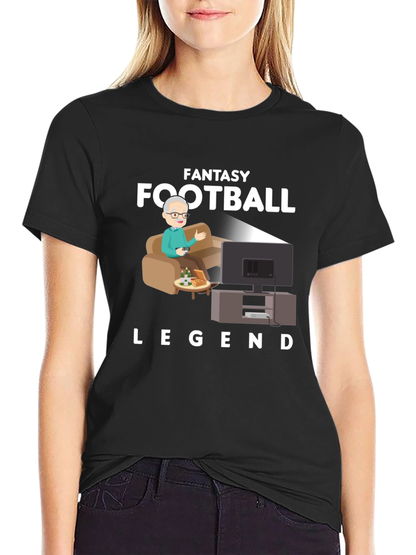 Black Fantasy Football Legend T-Shirt view 2