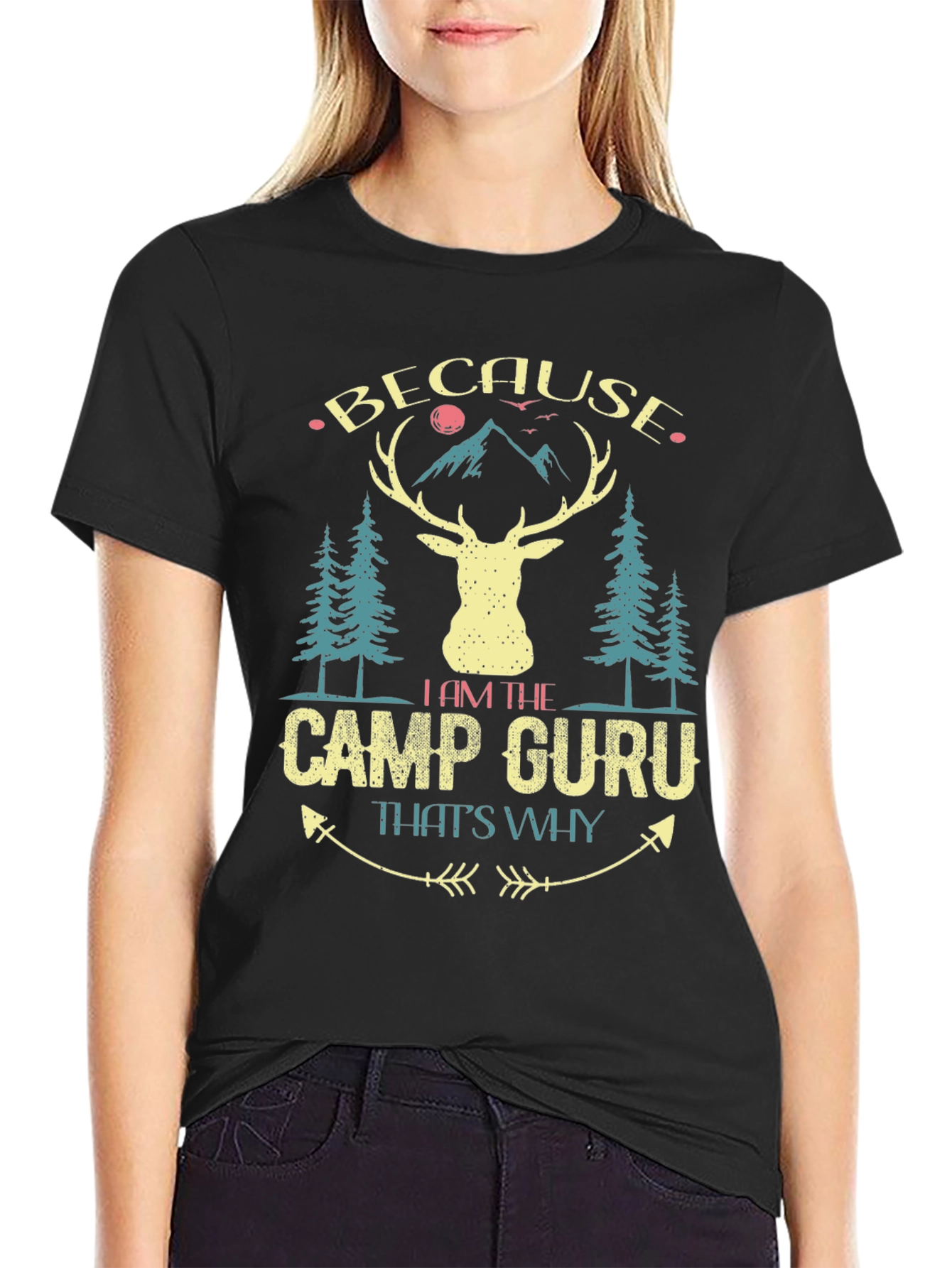 Black Camp Guru Deer Graphic Tee view 2
