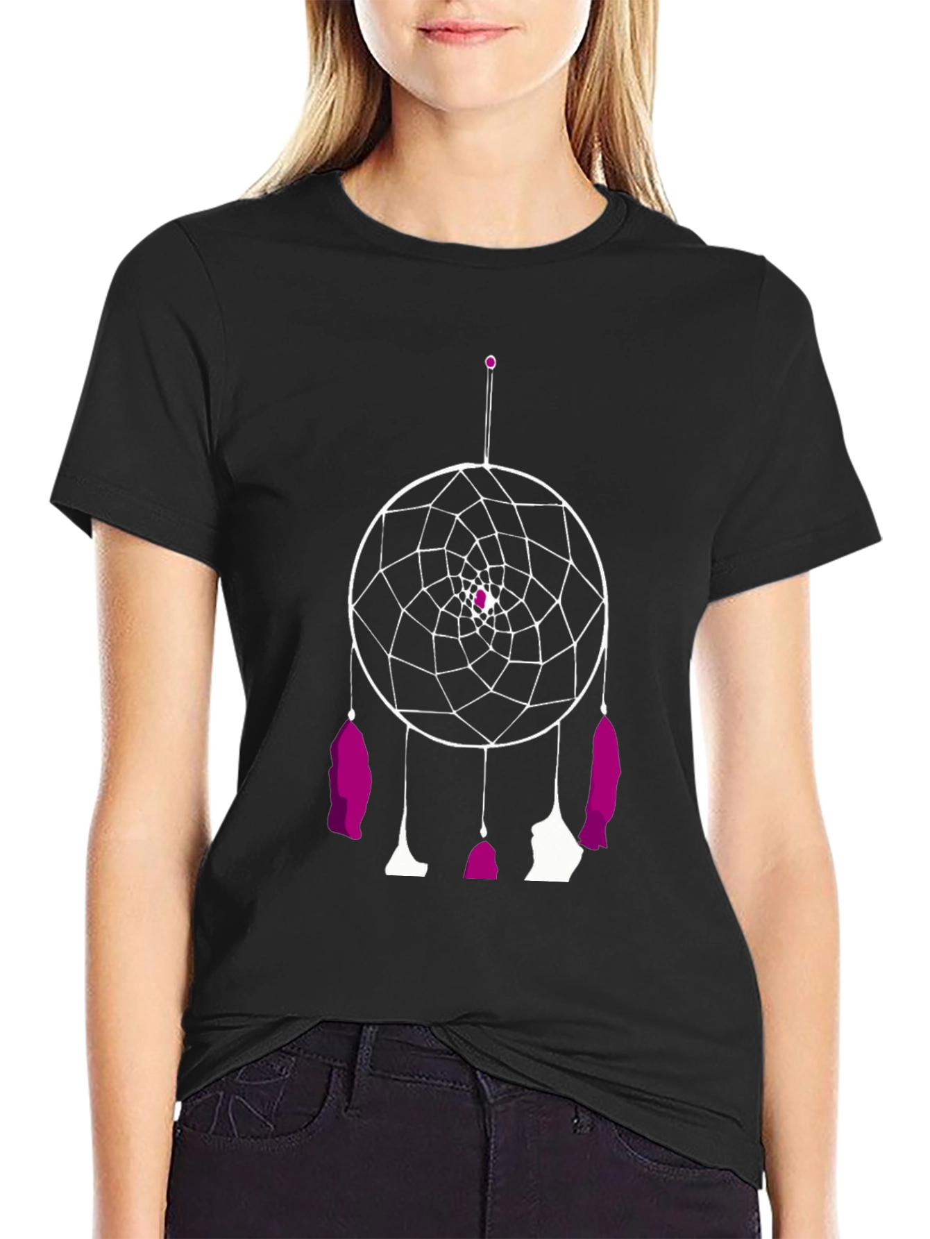 Black Dreamcatcher Graphic Tee - Stylish Black T-Shirt view 2