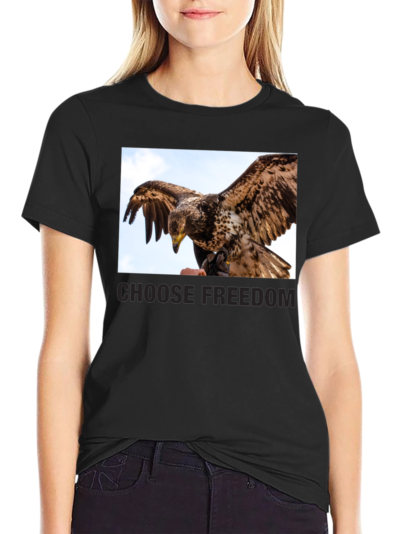 Black Choose Freedom Eagle Graphic Tee view 2