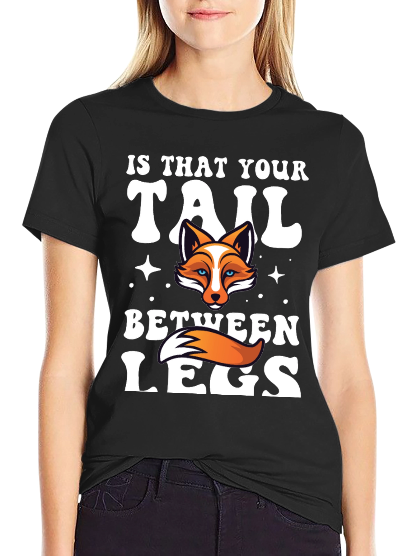 Black Fox Tail Humor Graphic T-Shirt view 2