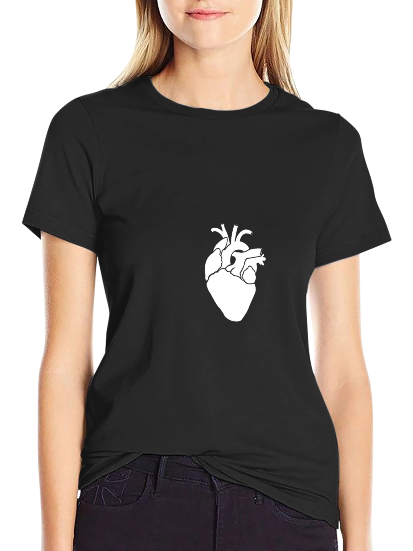 Black Anatomical Heart Graphic Tee - Modern Style view 2
