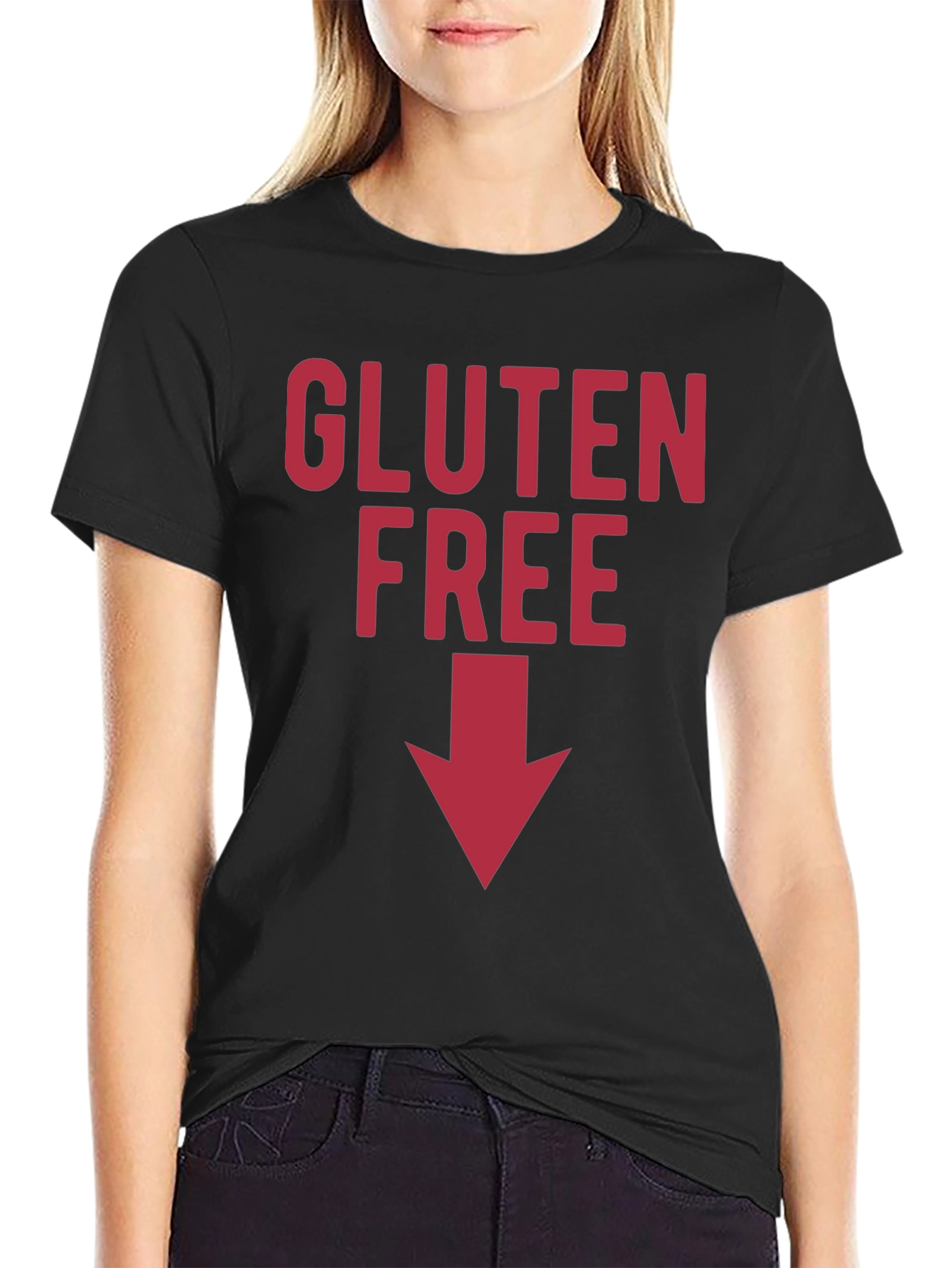 Black Gluten Free Arrow T-Shirt - Funny Novelty Tee view 2
