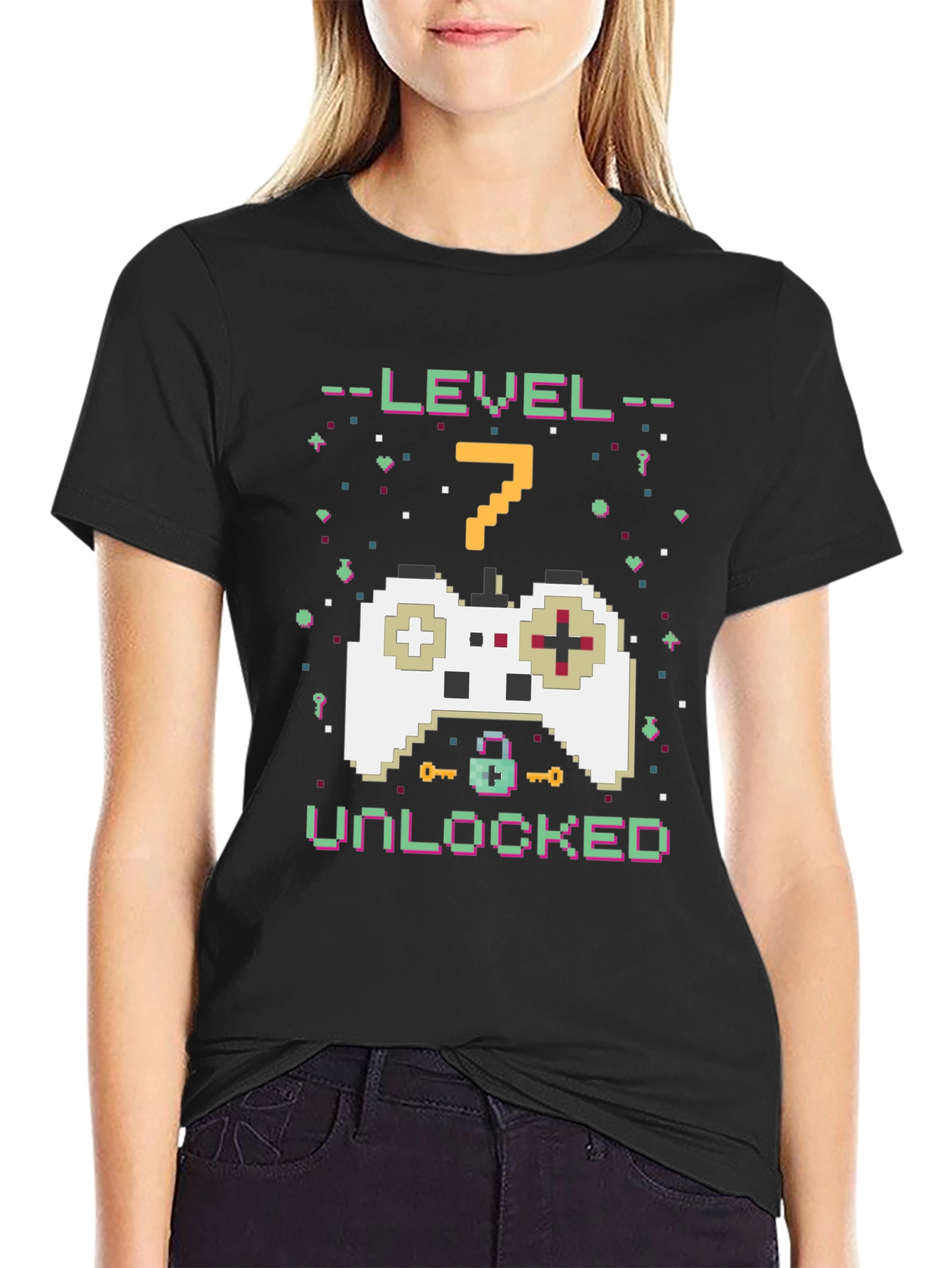 Black Level 7 Unlocked Gamer T-Shirt view 2