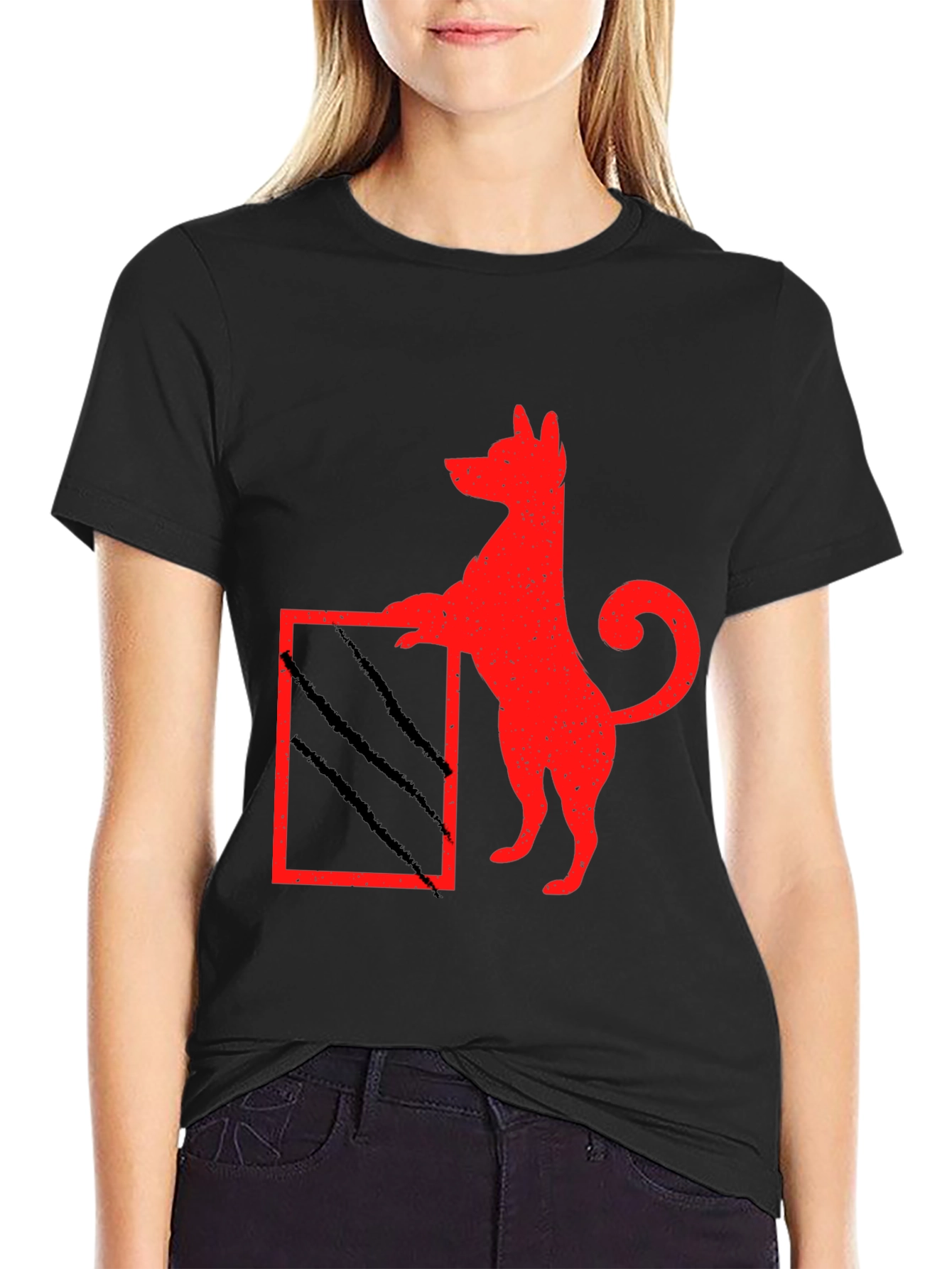 Black Dog Scratch Box Tee - Quirky Graphic T-Shirt view 2