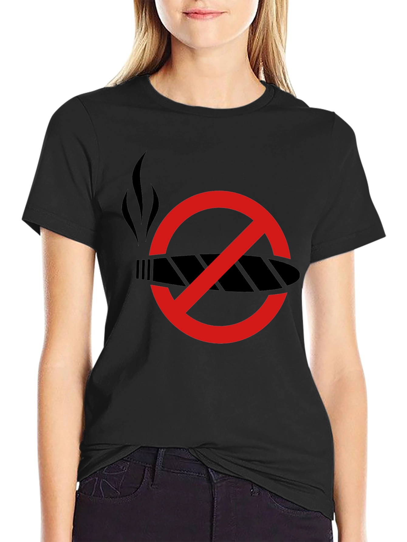 Black No Smoking Black Graphic Tee view 2